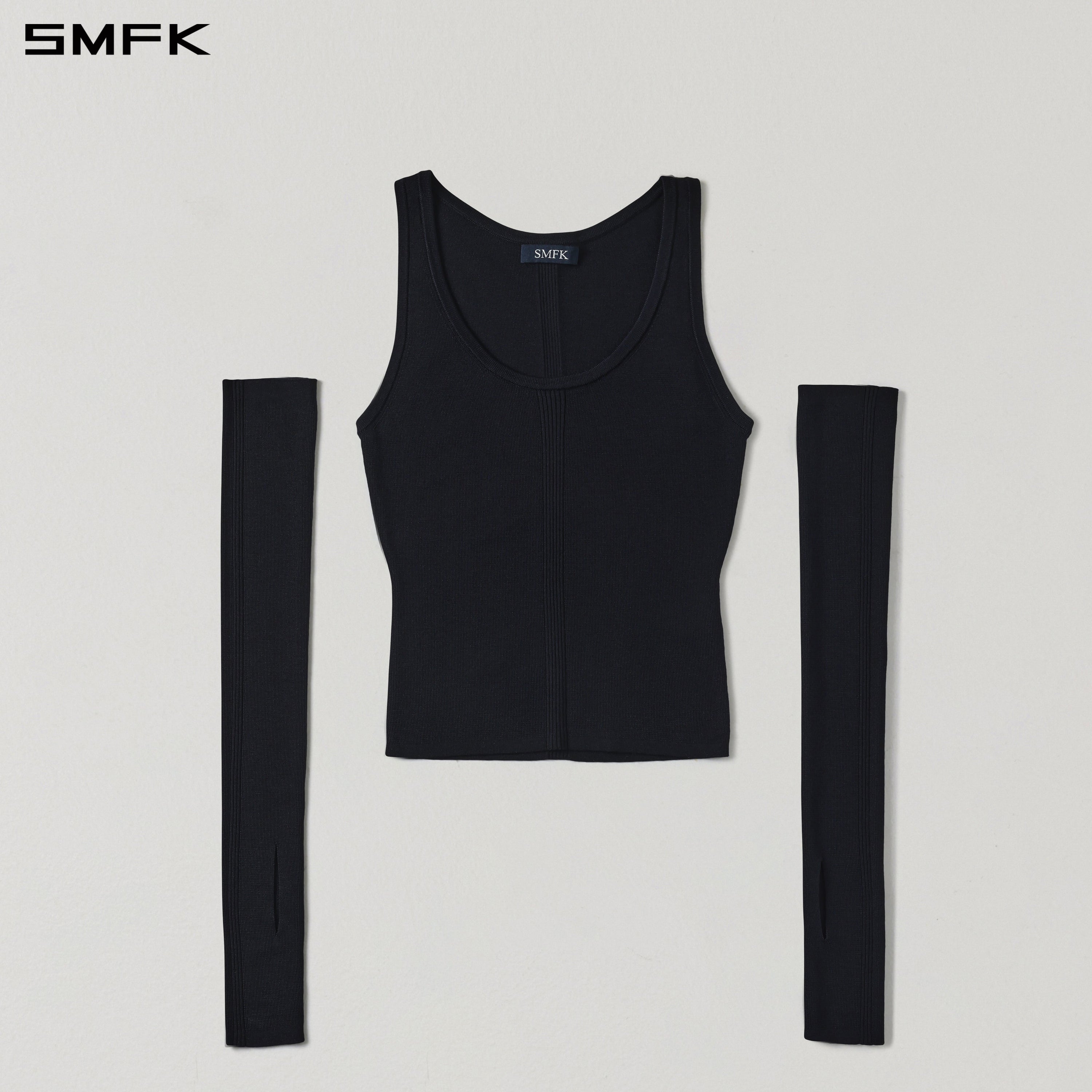 MYTH SEER SLIM KNIT VEST/TENCEL+SILK WILD BLACK