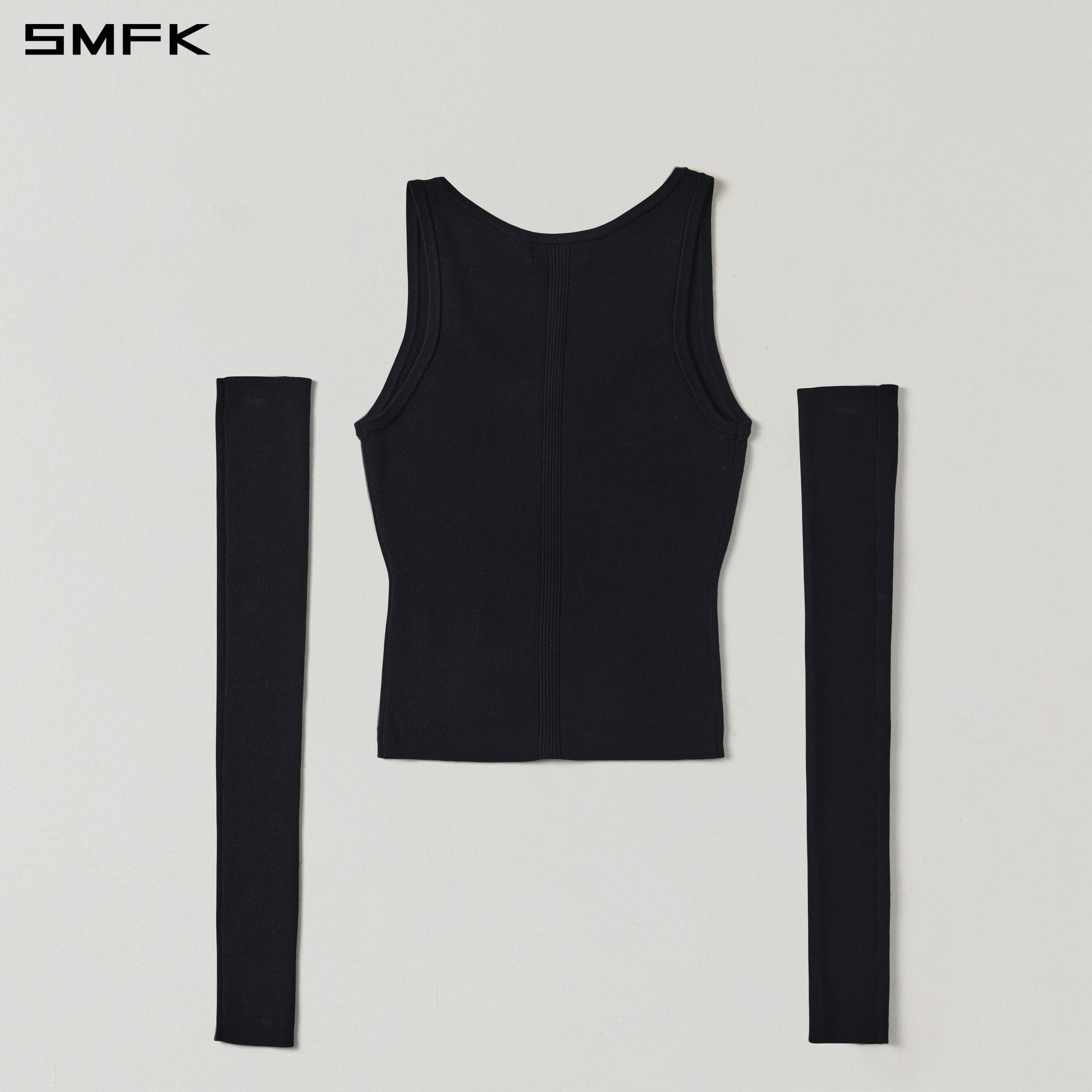 MYTH SEER SLIM KNIT VEST/TENCEL+SILK WILD BLACK