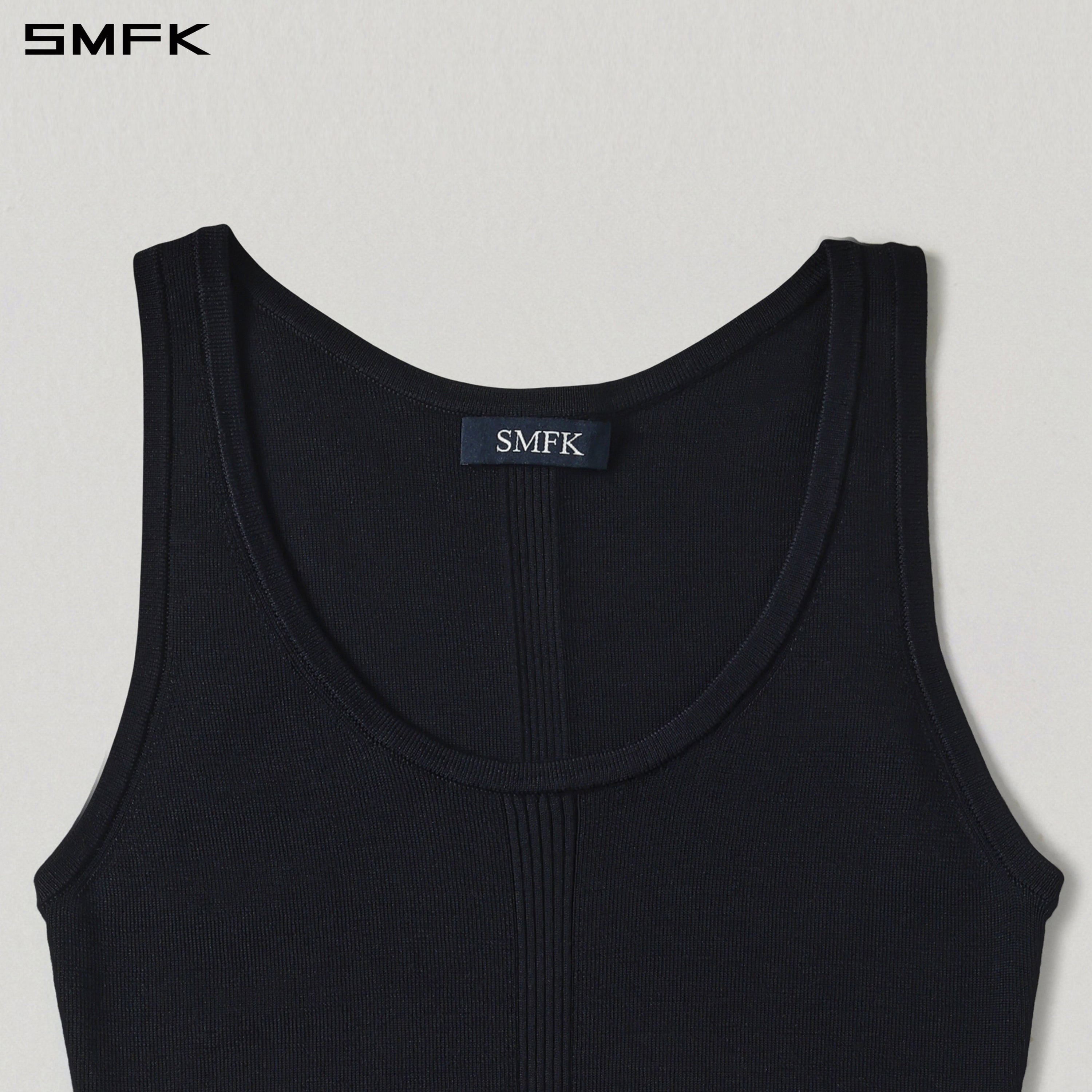 MYTH SEER SLIM KNIT VEST/TENCEL+SILK WILD BLACK