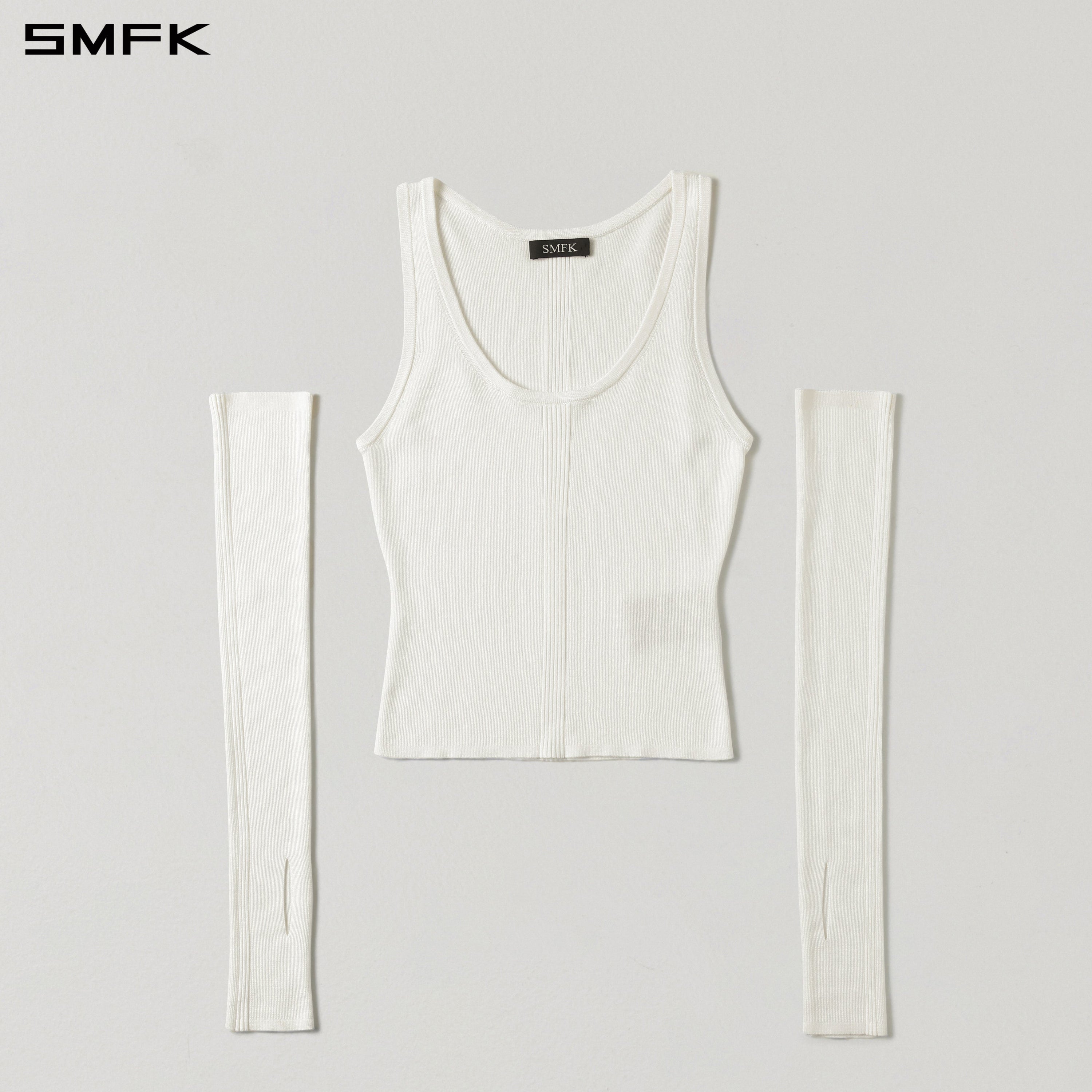 MYTH SEER SLIM KNIT VEST/TENCEL+SILK CLOUD WHITE