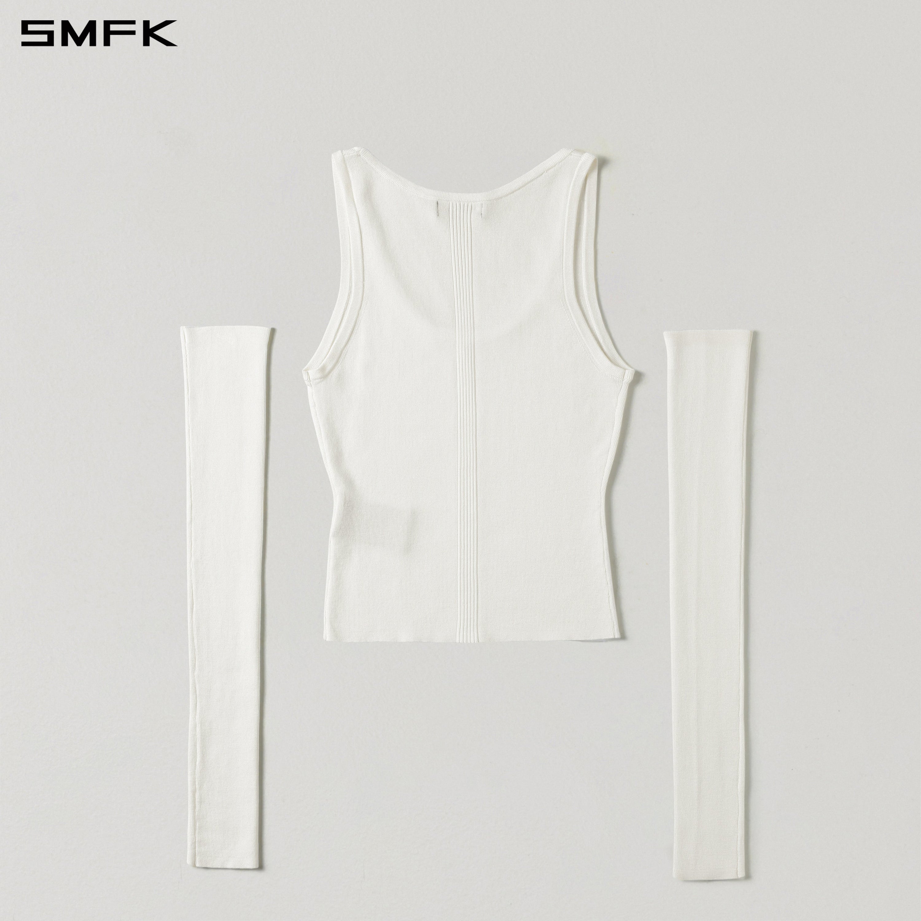 MYTH SEER SLIM KNIT VEST/TENCEL+SILK CLOUD WHITE