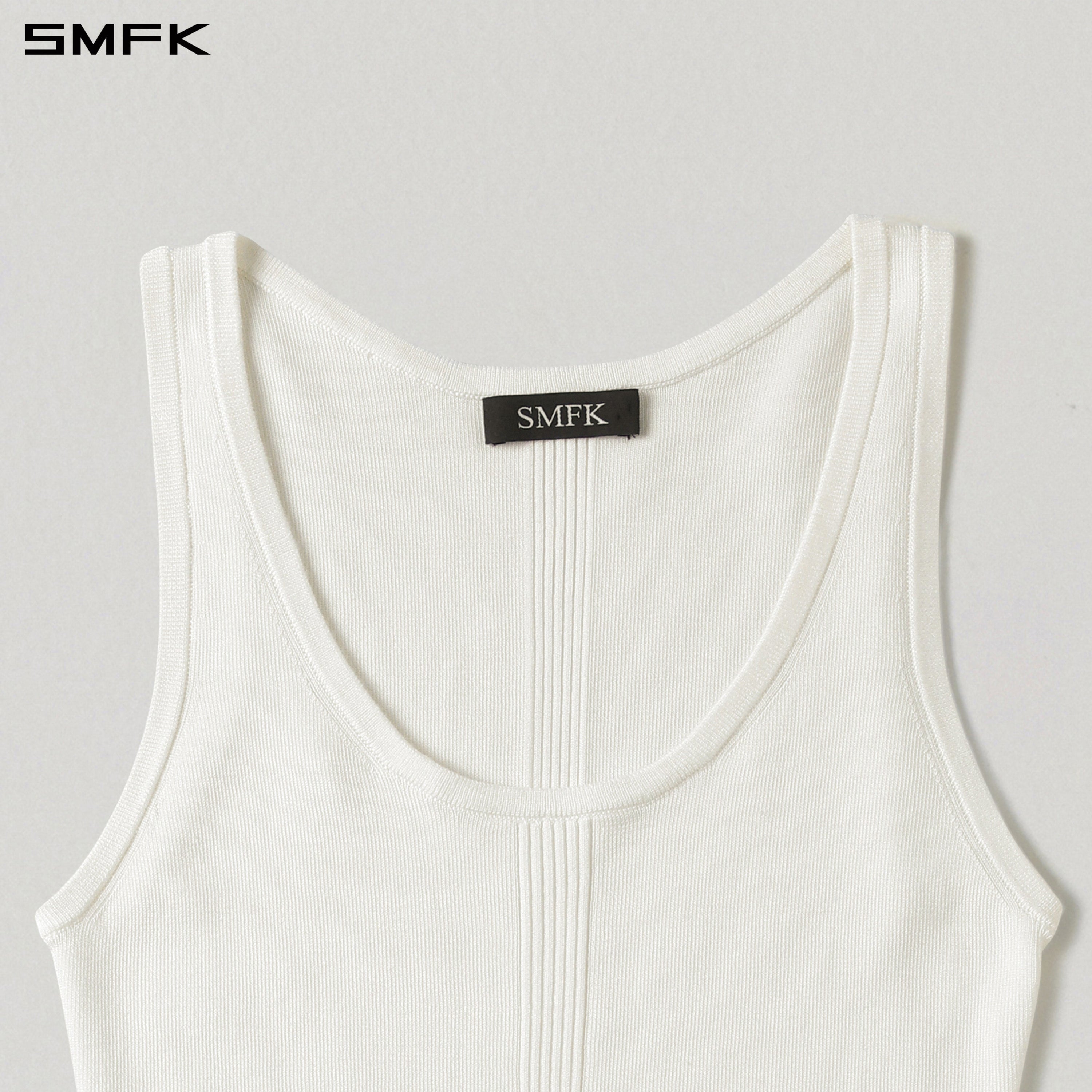 MYTH SEER SLIM KNIT VEST/TENCEL+SILK CLOUD WHITE