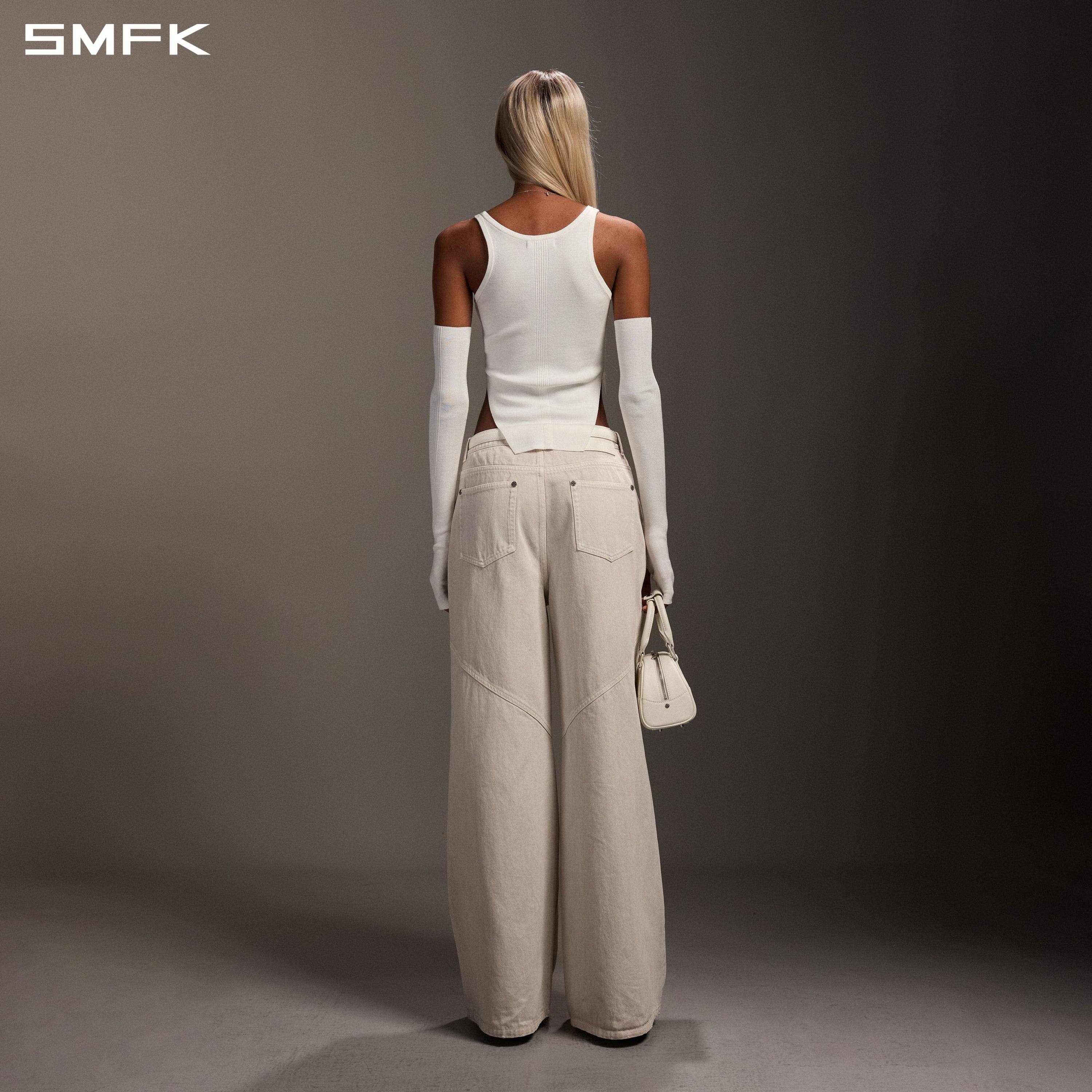 MYTH SIREN SLIM KNIT VEST/TENCEL+SILK CLOUD WHITE