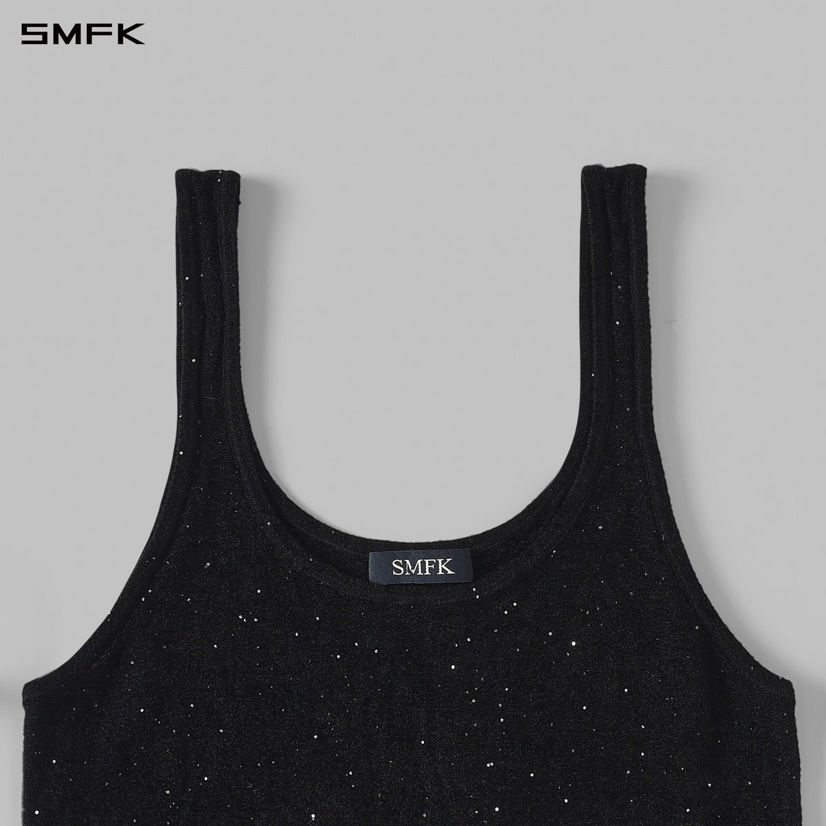 MYTH SIREN EVENING ASYMMETRIC KNIT VEST/STARRY VELVET GALAXY BLACK