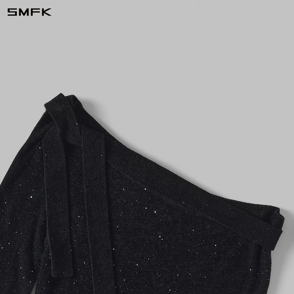 MYTH SIREN ONE-SHOULDER EVENING KNIT PULLOVER/STARRY VELVET GALAXY BLACK