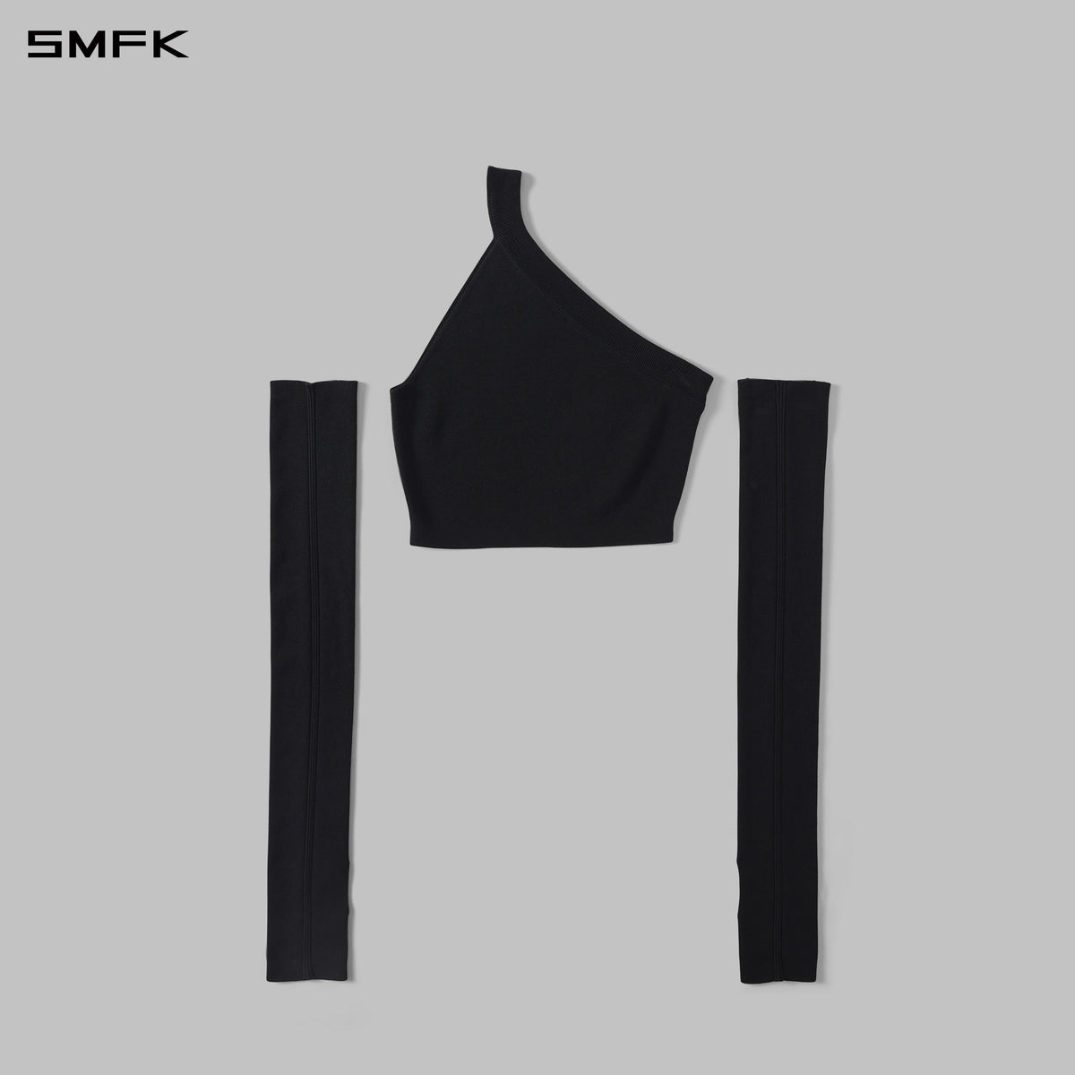 MYTH SIREN ONE-SHOULDER EVENING KNIT VEST/LENZING TENCEL+SILK+COTTON WILD BLACK