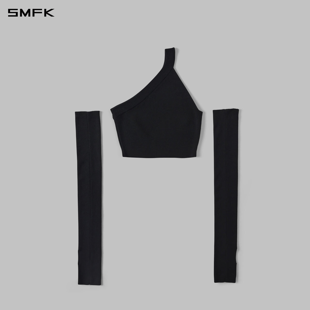 MYTH SIREN ONE-SHOULDER EVENING KNIT VEST/LENZING TENCEL+SILK+COTTON WILD BLACK