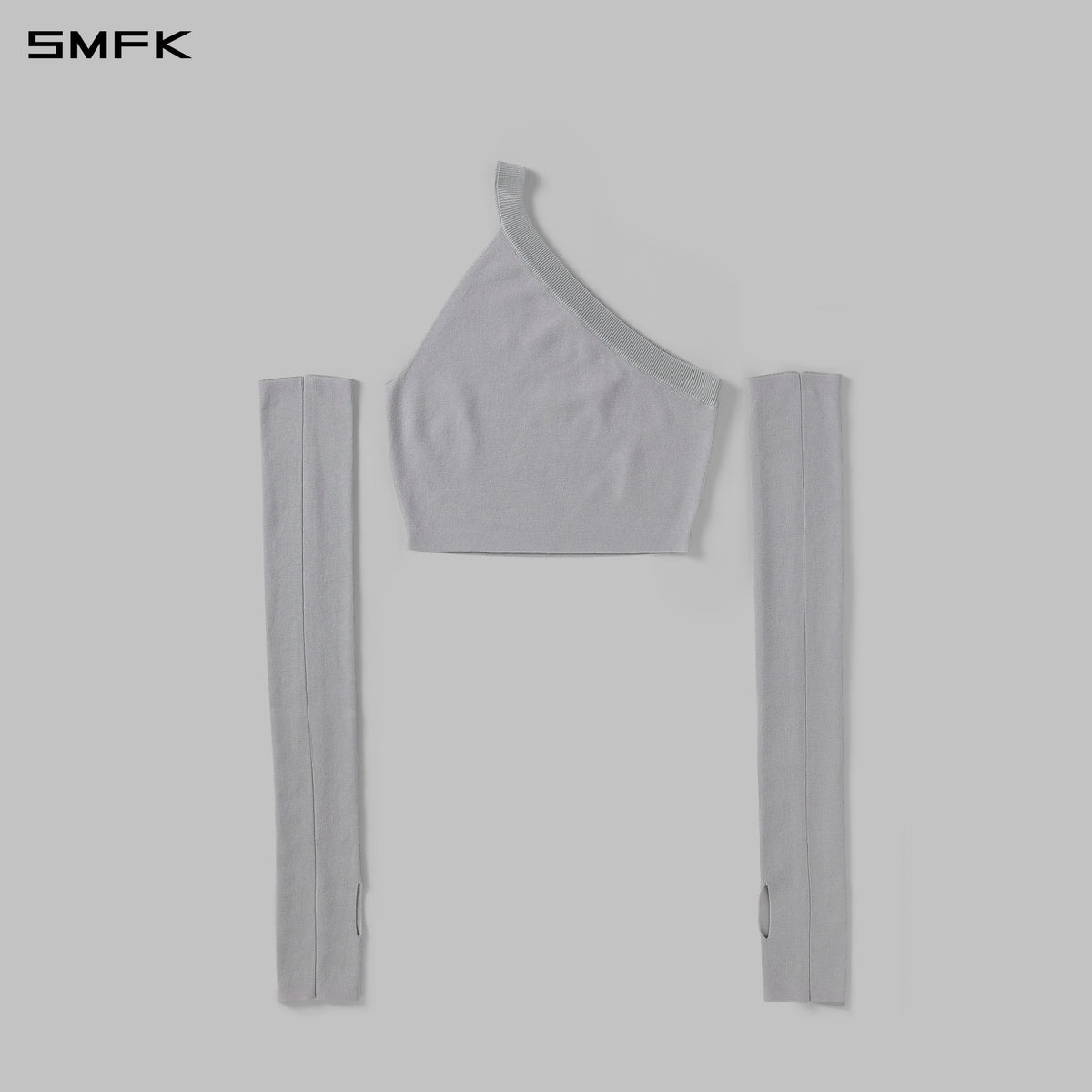 MYTH SIREN ONE-SHOULDER EVENING KNIT VEST/LENZING TENCEL+SILK+COTTON GLACIER GREY