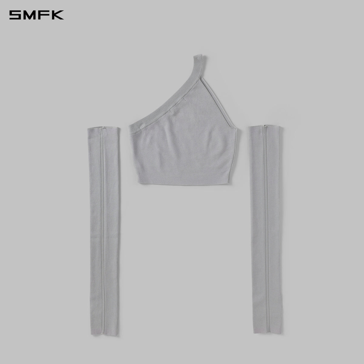 MYTH SIREN ONE-SHOULDER EVENING KNIT VEST/LENZING TENCEL+SILK+COTTON GLACIER GREY