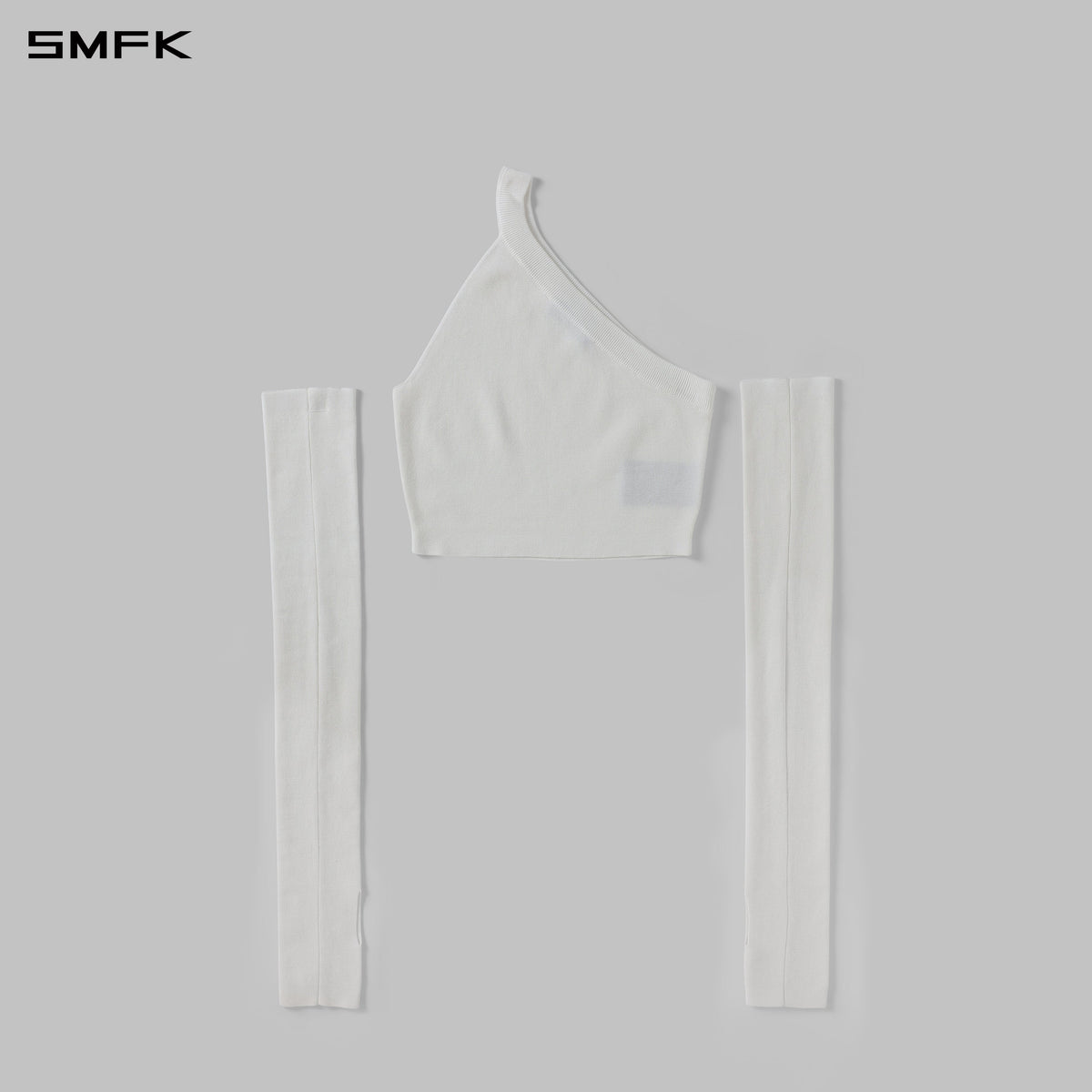 MYTH SIREN ONE-SHOULDER EVENING KNIT VEST/LENZING TENCEL+SILK+COTTON CLOUD WHITE