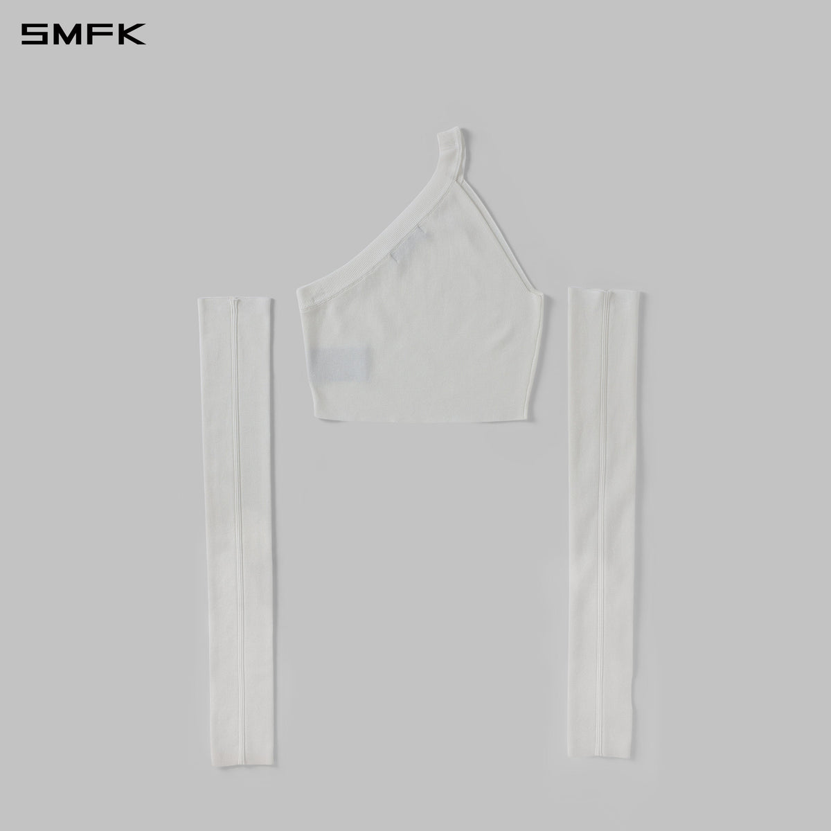 MYTH SIREN ONE-SHOULDER EVENING KNIT VEST/LENZING TENCEL+SILK+COTTON CLOUD WHITE