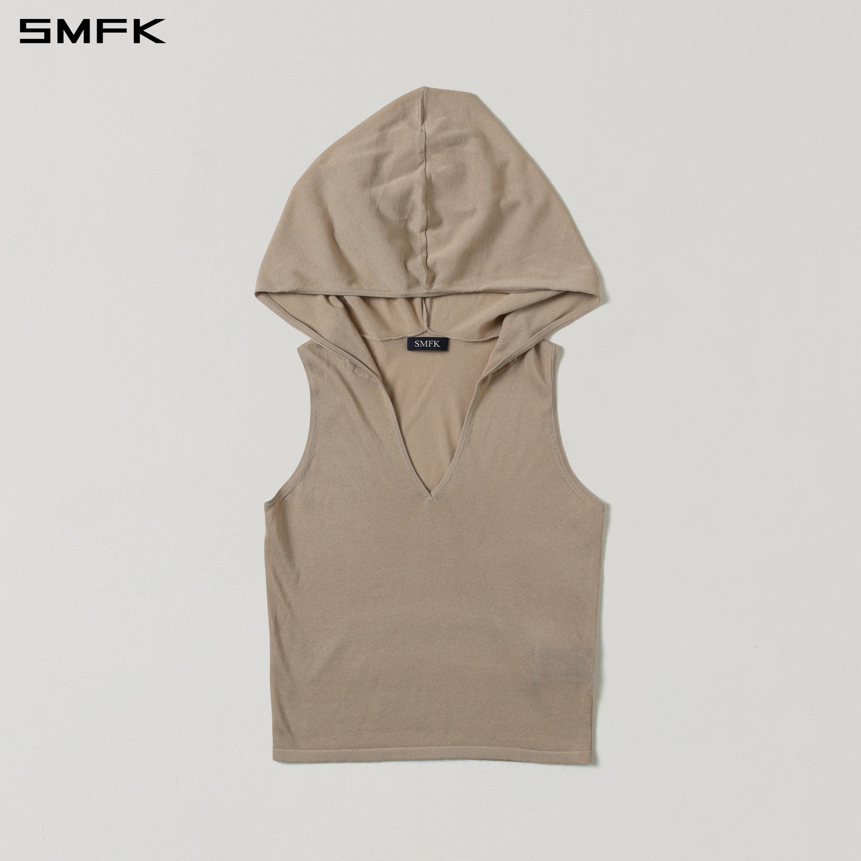 MYTH SIREN ROVE KNIT HOOD VEST/ACETATE+COTTON FRESH SKIN