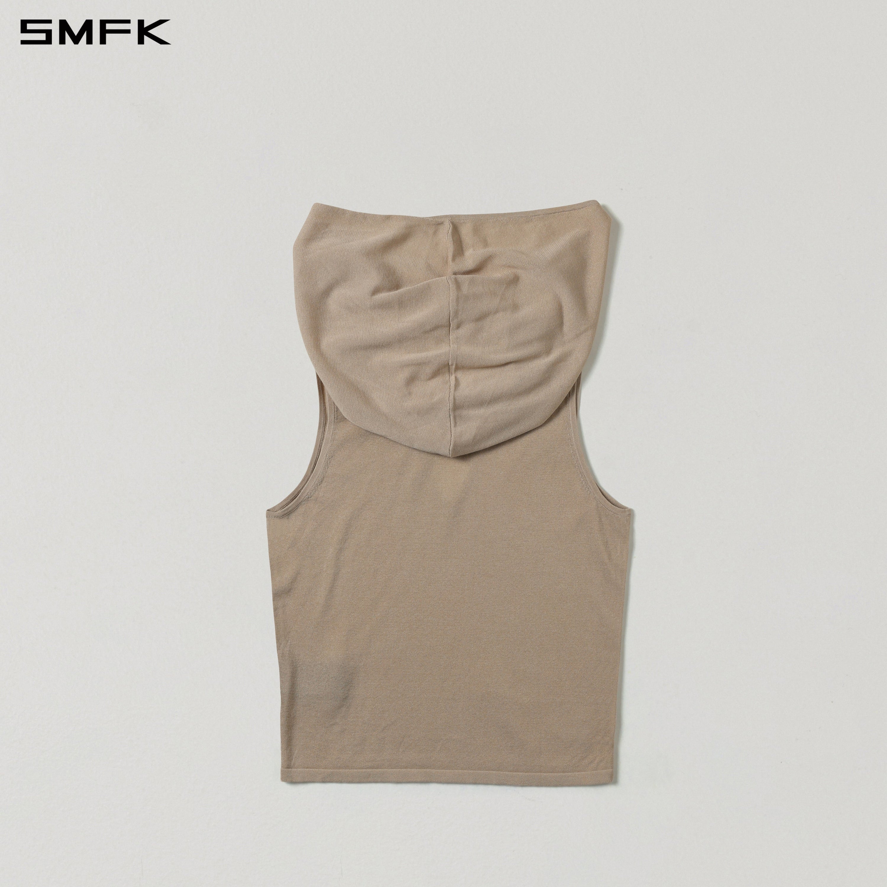 MYTH SIREN ROVE KNIT HOOD VEST/ACETATE+COTTON FRESH SKIN