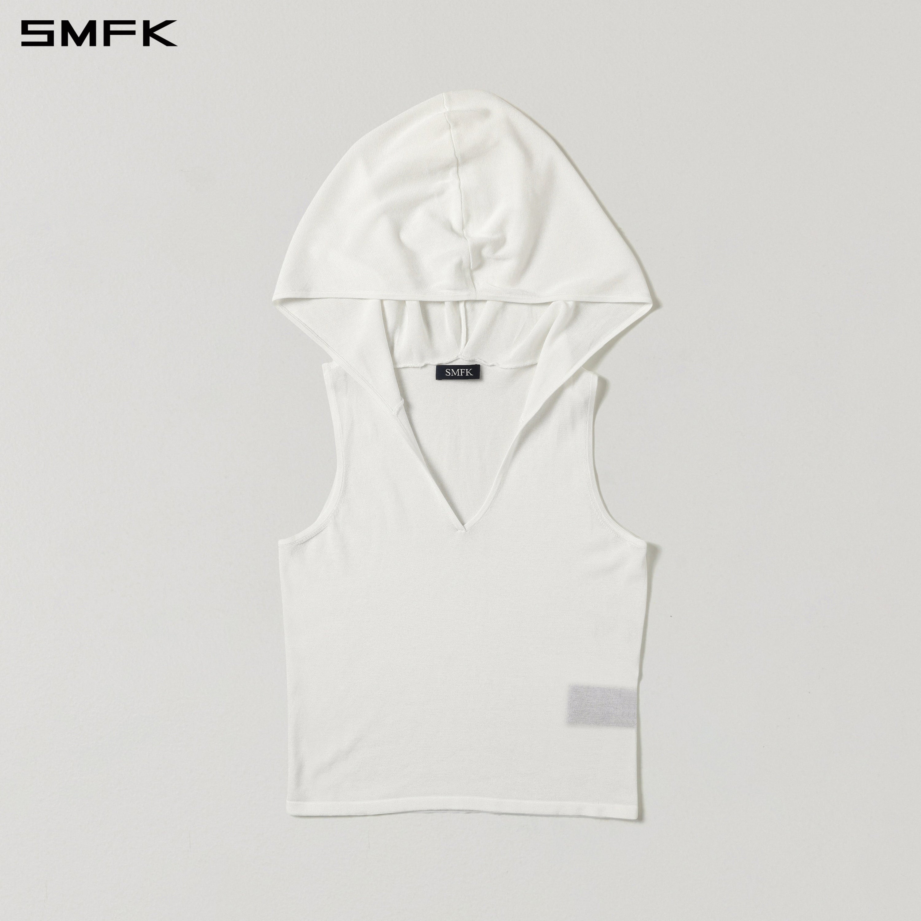 MYTH SIREN ROVE KNIT HOOD VEST/ACETATE+COTTON CLOUD WHITE