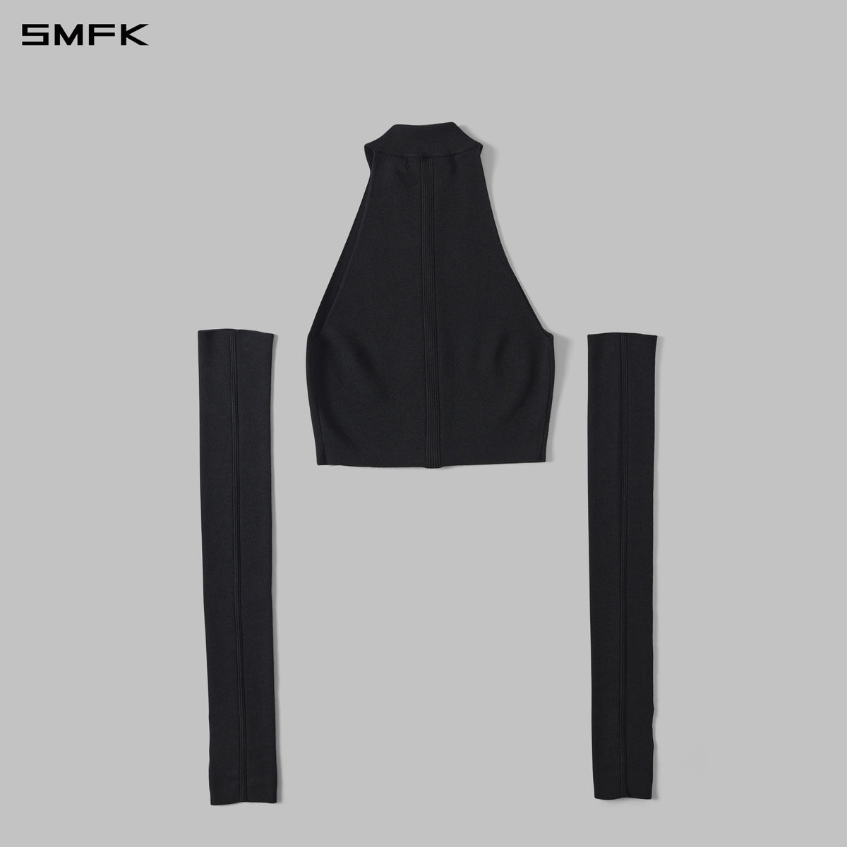 MYTH SIREN HIGH COLLAR ZIP KNIT VEST/LENZING TENCEL+SILK+COTTON WILD BLACK