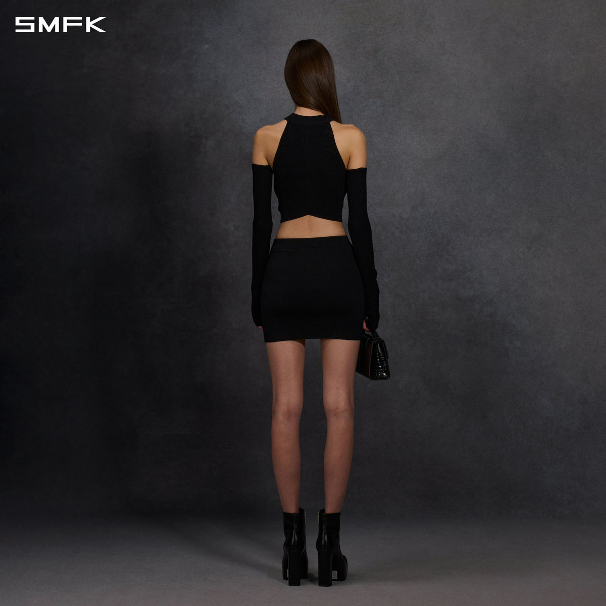 MYTH AEOLUS EVENING KNIT VEST/LENZING TENCEL+SILK+COTTON WILD BLACK