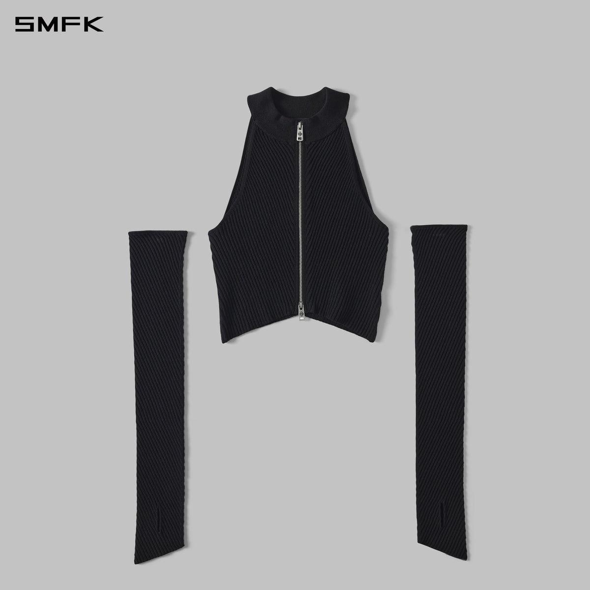 MYTH AEOLUS EVENING KNIT VEST/LENZING TENCEL+SILK+COTTON WILD BLACK