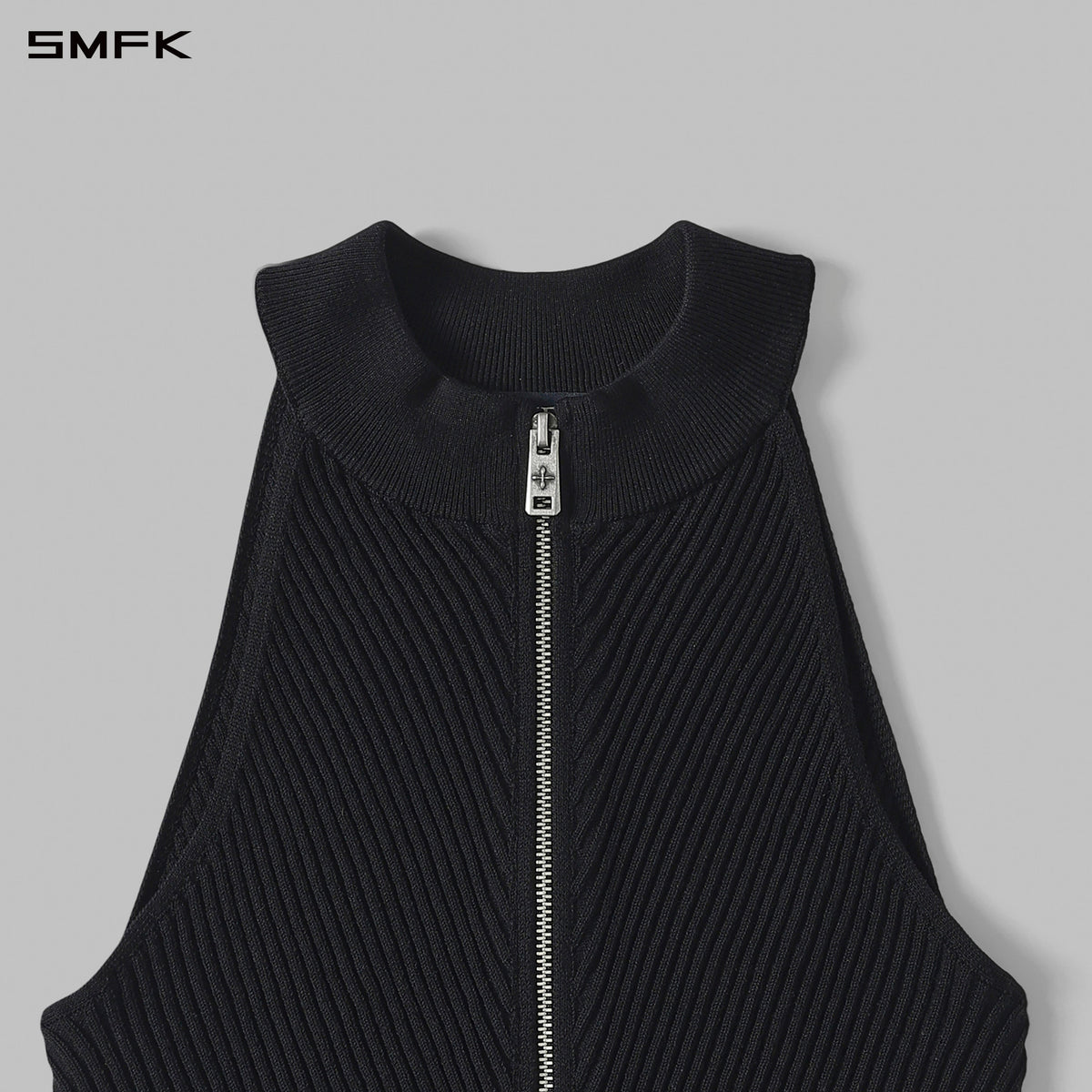 MYTH AEOLUS EVENING KNIT VEST/LENZING TENCEL+SILK+COTTON WILD BLACK