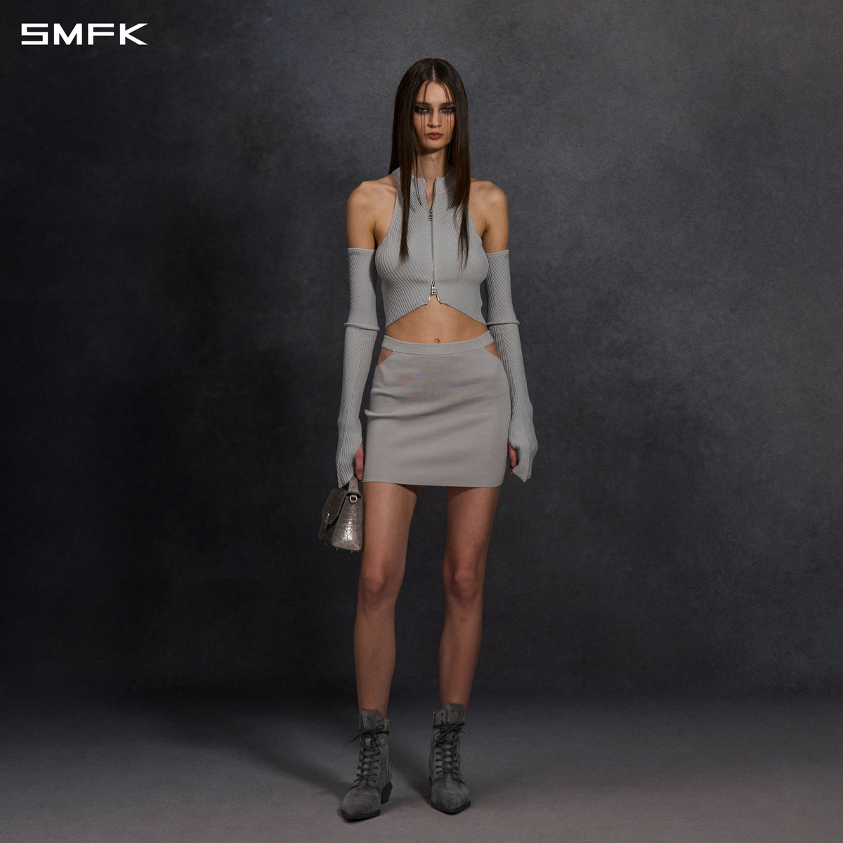 MYTH AEOLUS EVENING KNIT VEST/LENZING TENCEL+SILK+COTTON GLACIER GREY