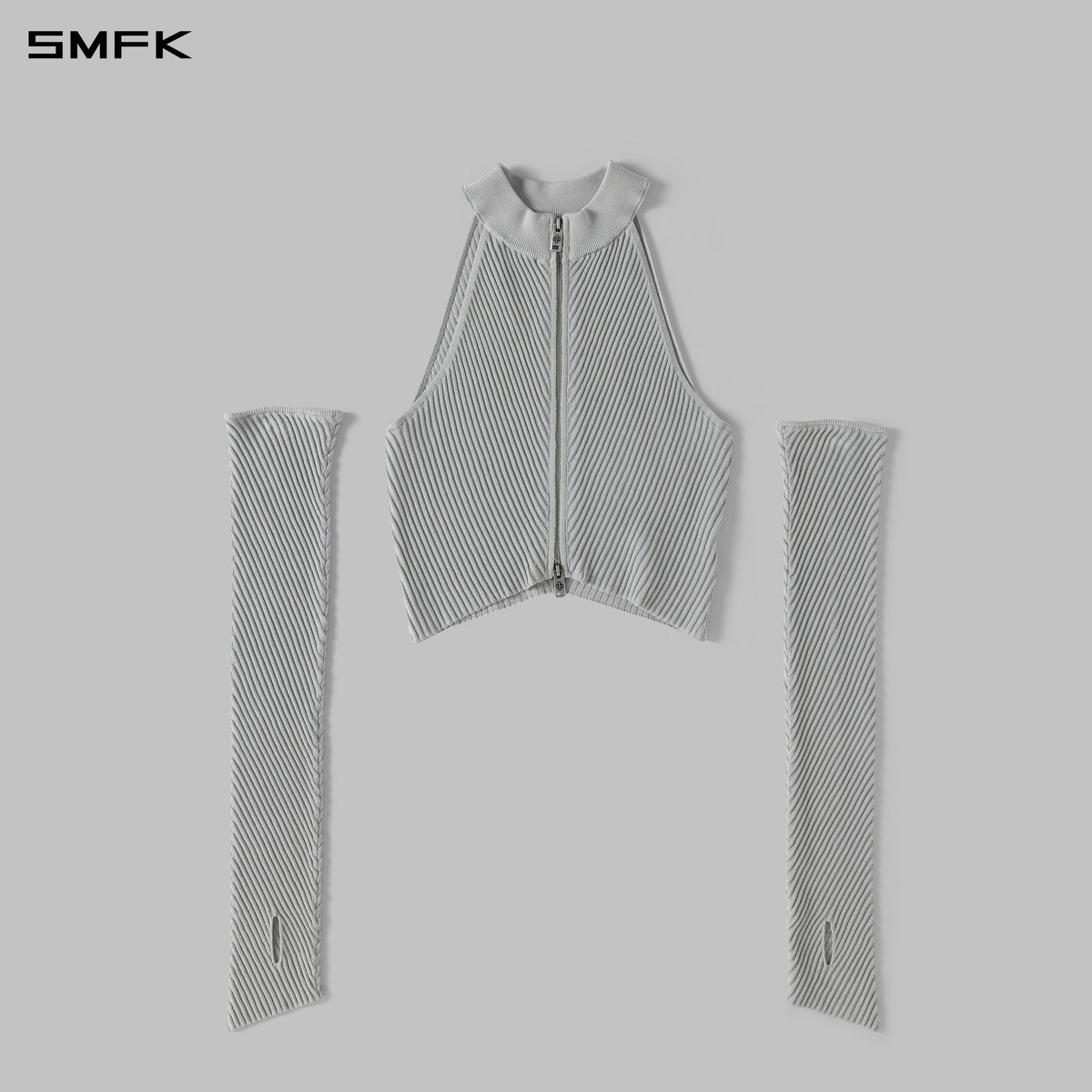MYTH AEOLUS EVENING KNIT VEST/LENZING TENCEL+SILK+COTTON GLACIER GREY