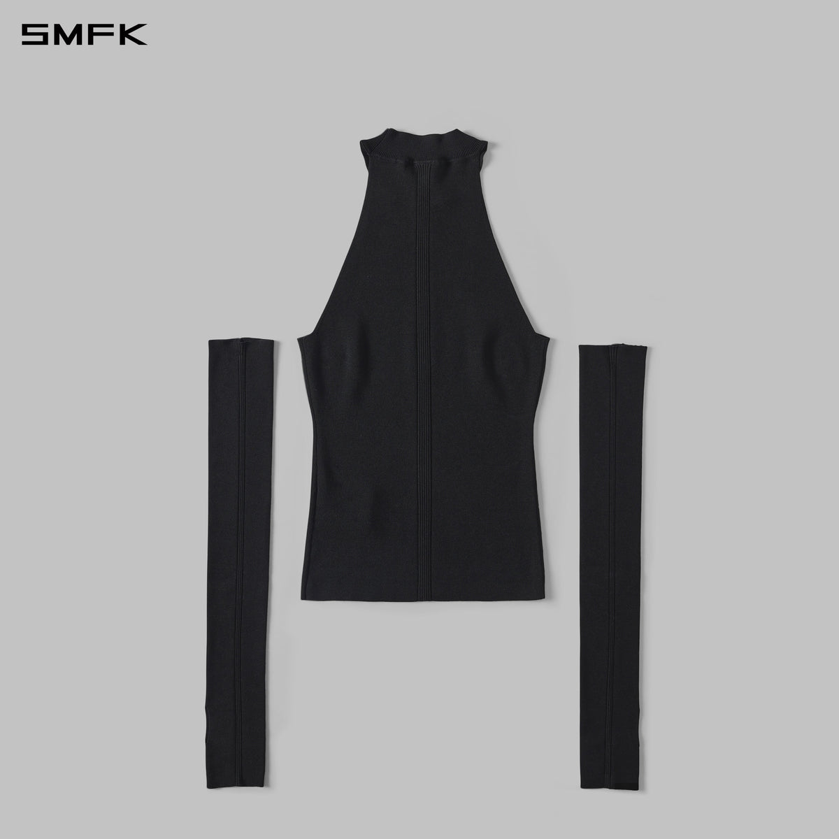 MYTH SIREN HIGH COLLAR RAGLAN KNIT VEST/SILK+LENZING TENCEL+COTTON WILD BLACK
