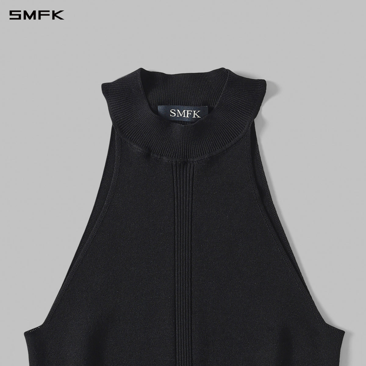 MYTH SIREN HIGH COLLAR RAGLAN KNIT VEST/SILK+LENZING TENCEL+COTTON WILD BLACK