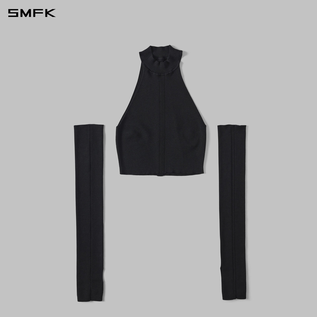 MYTH SIREN HIGH COLLAR RAGLAN KNIT VEST/SILK+LENZING TENCEL+COTTON WILD BLACK