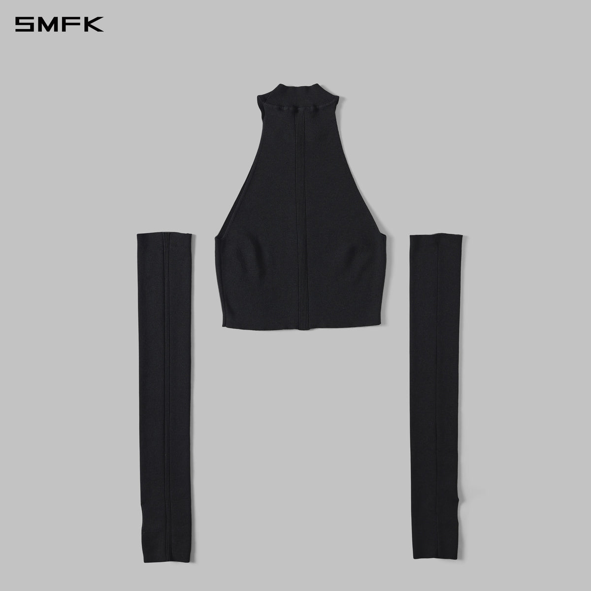 MYTH SIREN HIGH COLLAR RAGLAN KNIT VEST/SILK+LENZING TENCEL+COTTON WILD BLACK