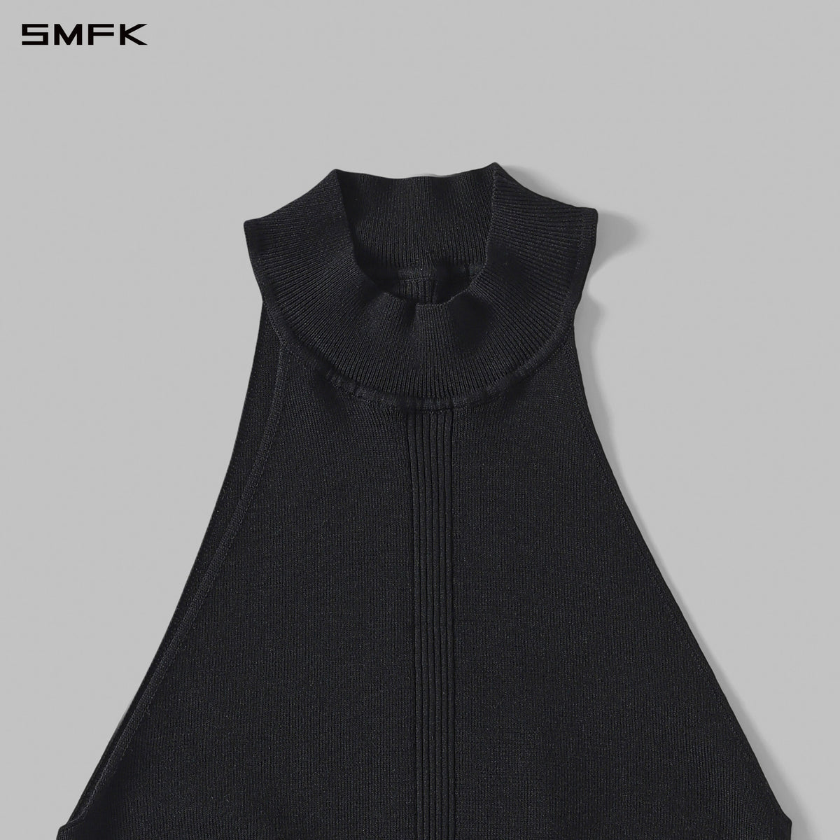 MYTH SIREN HIGH COLLAR RAGLAN KNIT VEST/SILK+LENZING TENCEL+COTTON WILD BLACK