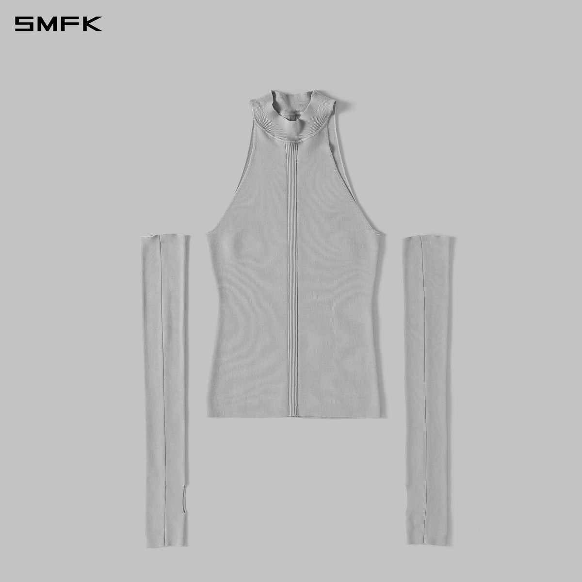 MYTH SIREN HIGH COLLAR RAGLAN KNIT VEST/SILK+LENZING TENCEL+COTTON GLACIER GREY