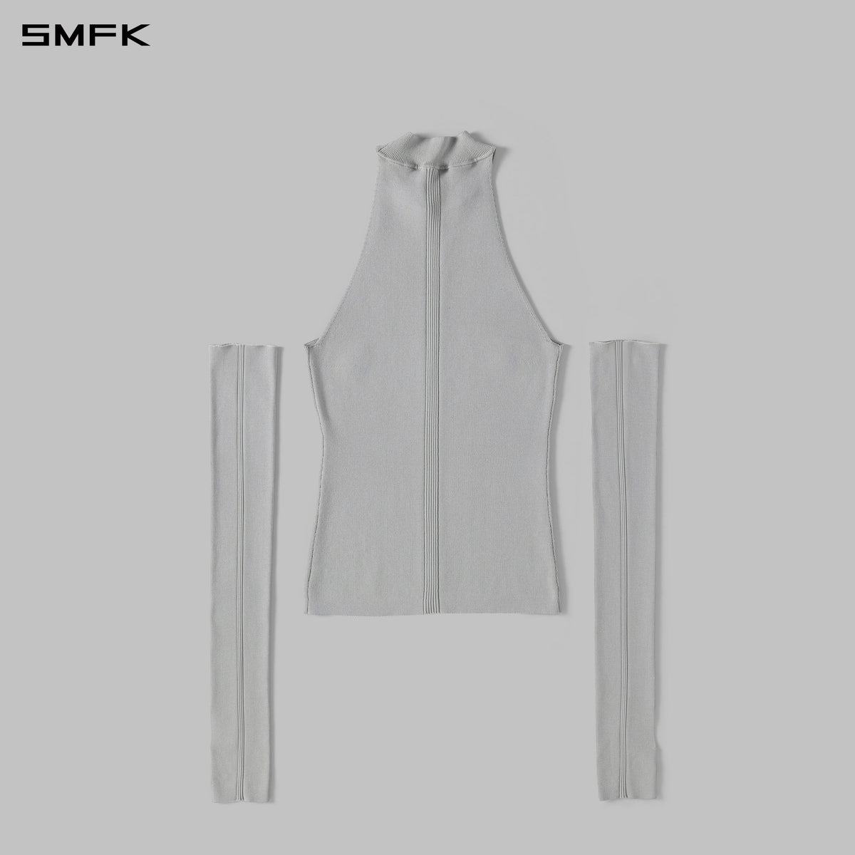 MYTH SIREN HIGH COLLAR RAGLAN KNIT VEST/SILK+LENZING TENCEL+COTTON GLACIER GREY