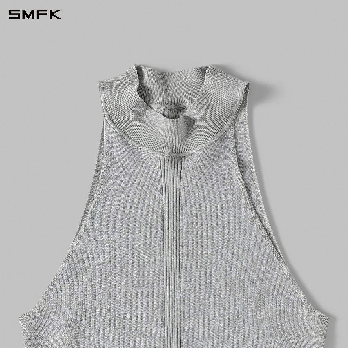 MYTH SIREN HIGH COLLAR RAGLAN KNIT VEST/SILK+LENZING TENCEL+COTTON GLACIER GREY