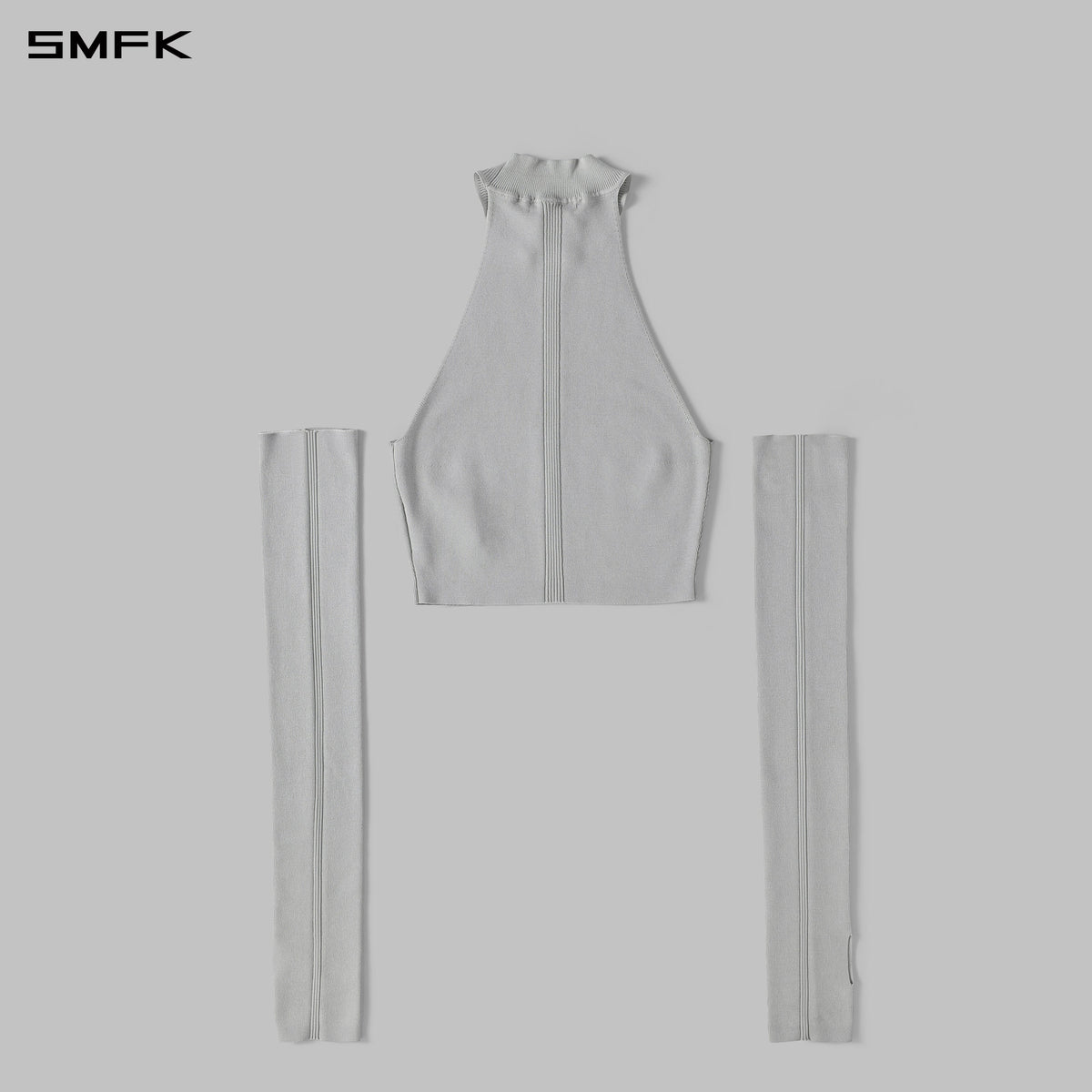 MYTH SIREN HIGH COLLAR RAGLAN KNIT VEST/SILK+LENZING TENCEL+COTTON GLACIER GREY