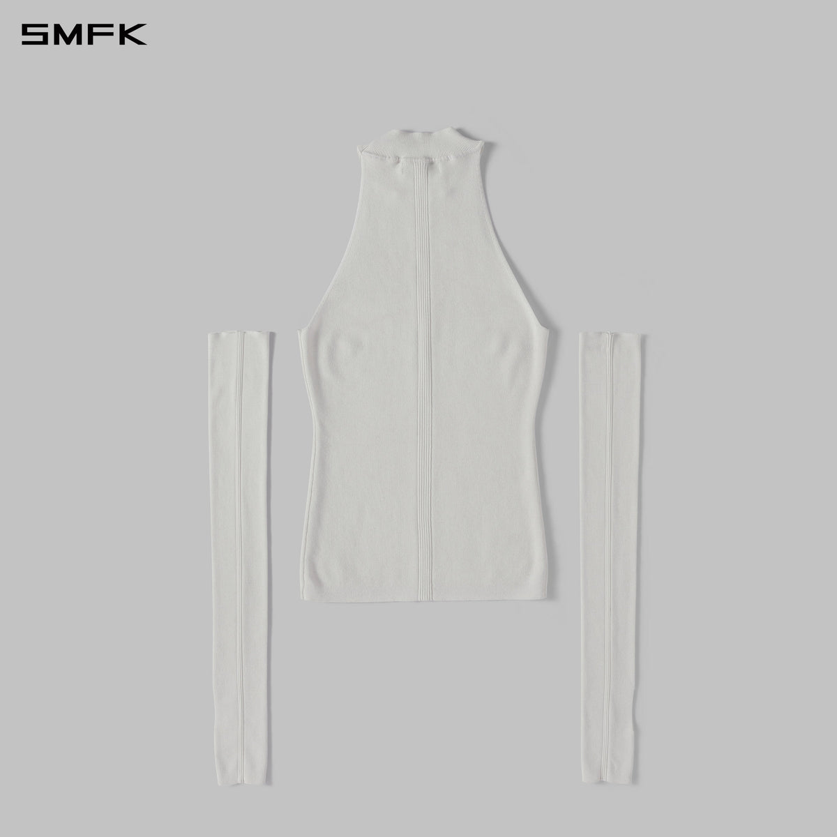 MYTH SIREN HIGH COLLAR RAGLAN KNIT VEST/SILK+LENZING TENCEL+COTTON CLOUD WHITE