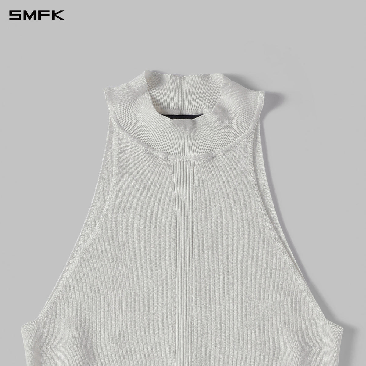 MYTH SIREN HIGH COLLAR RAGLAN KNIT VEST/SILK+LENZING TENCEL+COTTON CLOUD WHITE