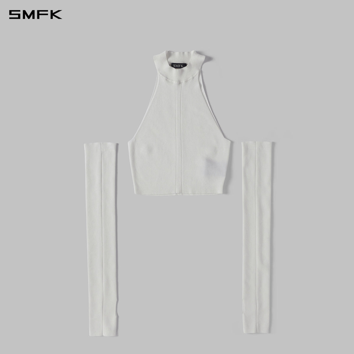MYTH SIREN HIGH COLLAR RAGLAN KNIT VEST/SILK+LENZING TENCEL+COTTON CLOUD WHITE