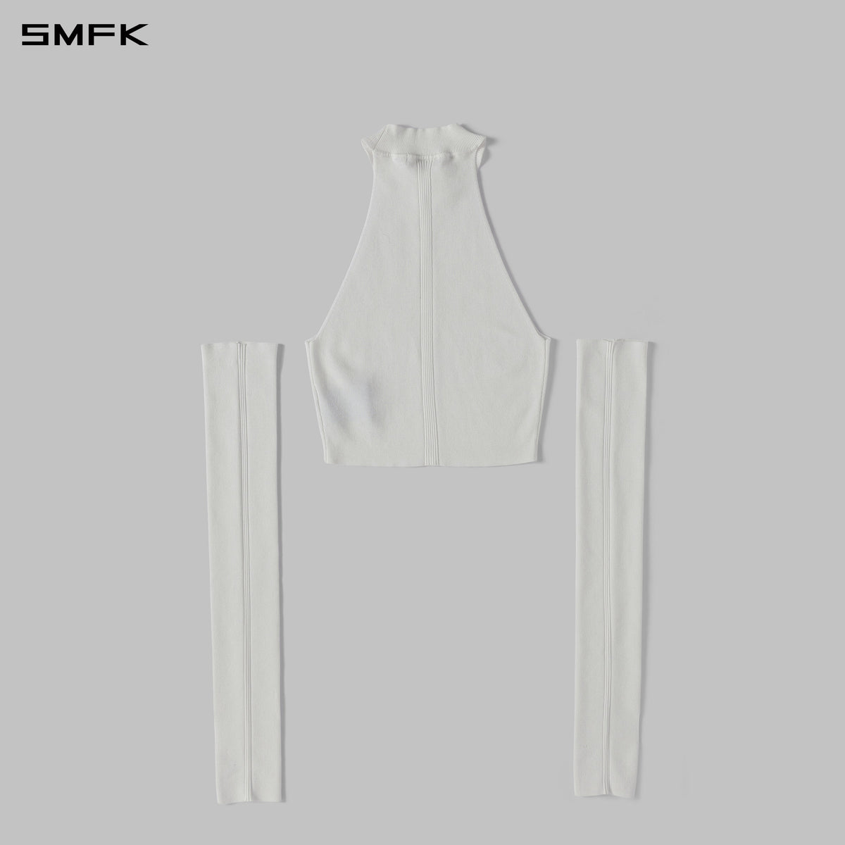MYTH SIREN HIGH COLLAR RAGLAN KNIT VEST/SILK+LENZING TENCEL+COTTON CLOUD WHITE
