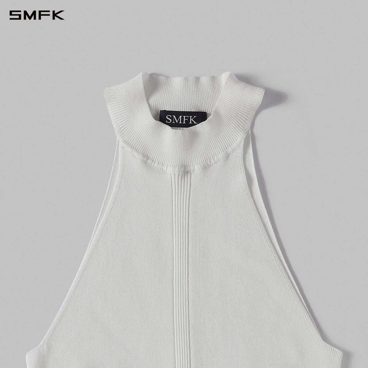 MYTH SIREN HIGH COLLAR RAGLAN KNIT VEST/SILK+LENZING TENCEL+COTTON CLOUD WHITE