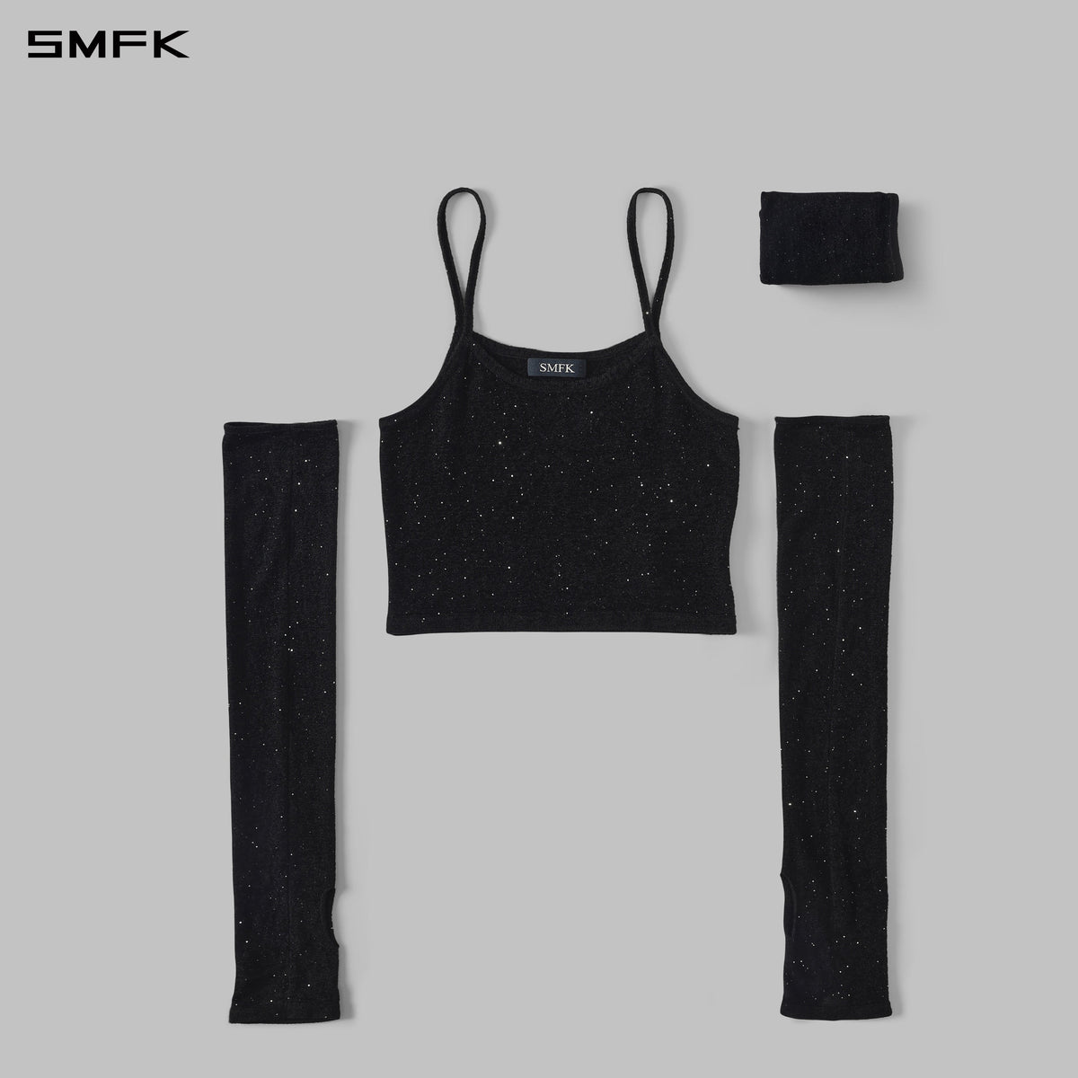 MYTH SIREN CRUISE KNIT CAMISOLE SUIT/STARRY VELVET GALAXY BLACK