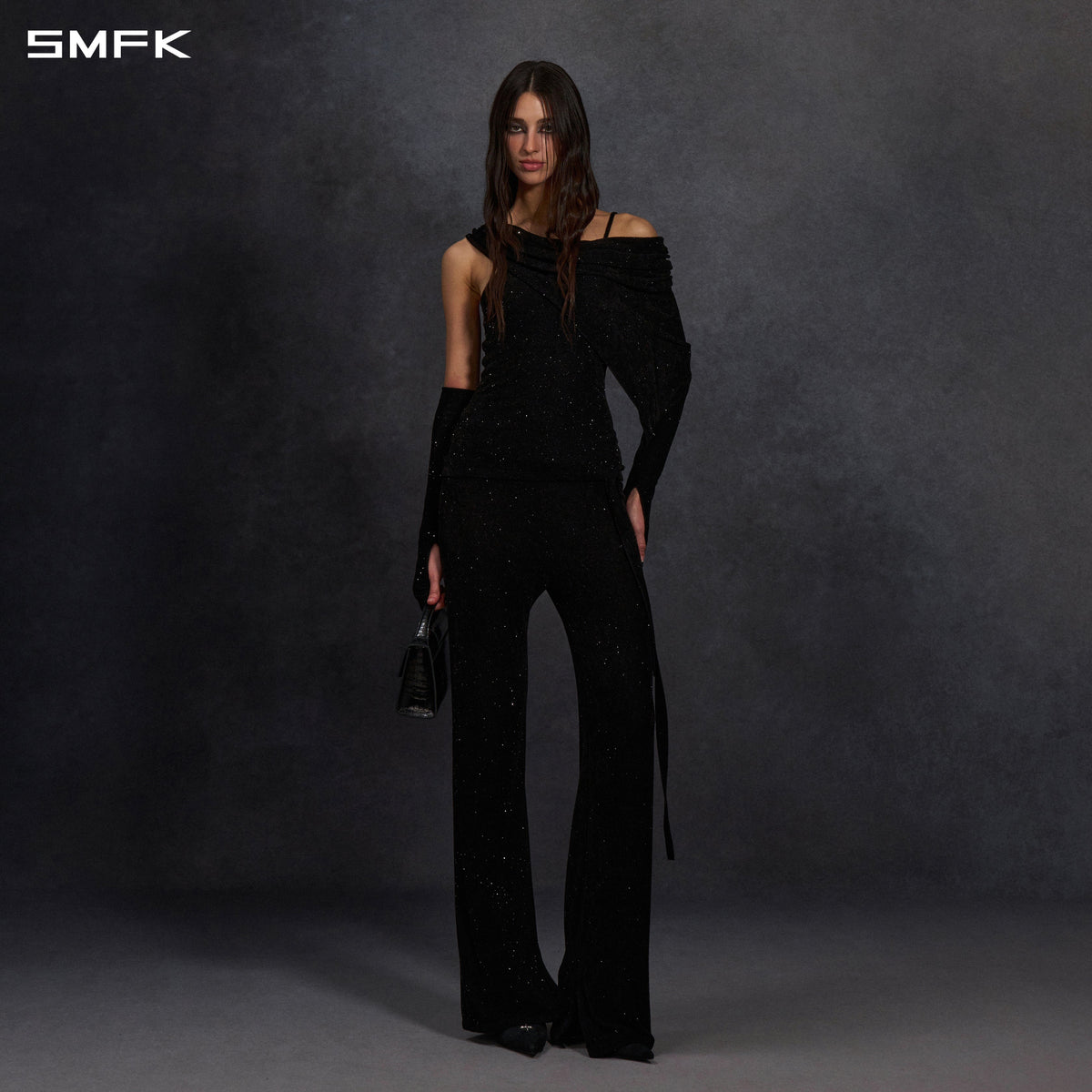 MYTH SIREN CRUISE KNIT CAMISOLE SUIT/STARRY VELVET GALAXY BLACK