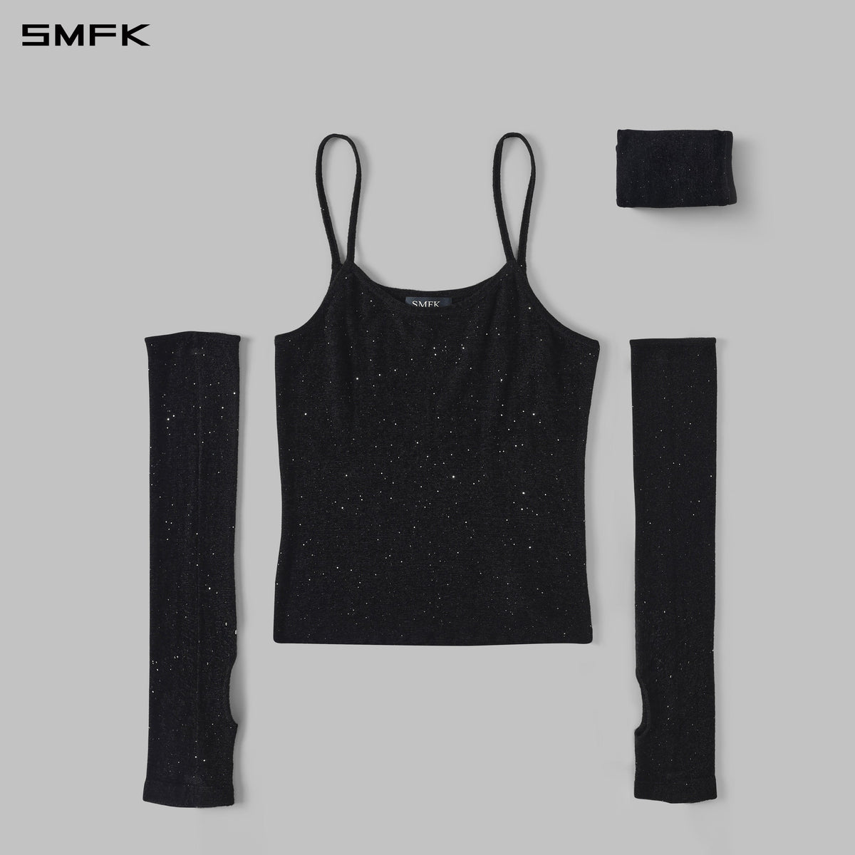 MYTH SIREN CRUISE KNIT CAMISOLE SUIT/STARRY VELVET GALAXY BLACK