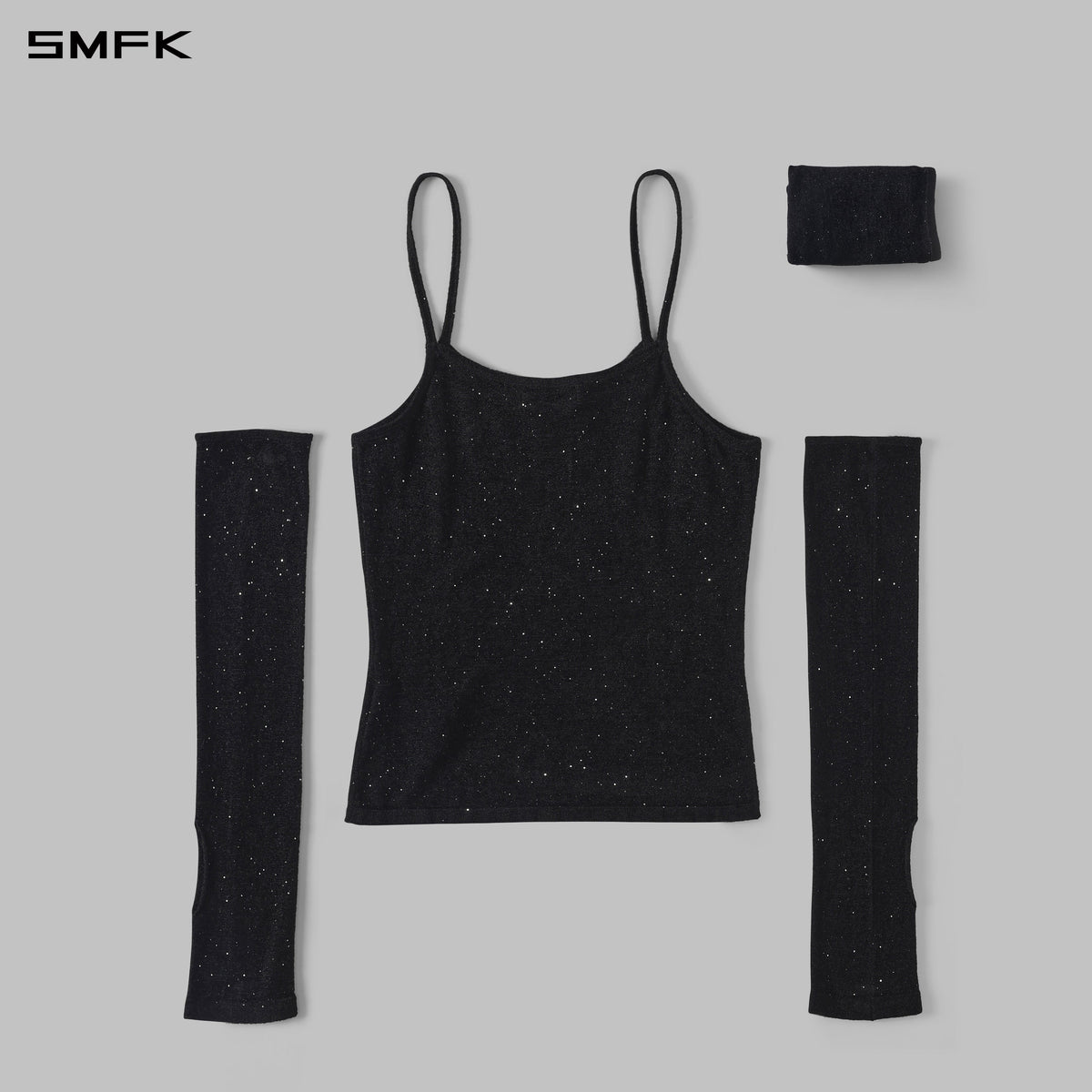 MYTH SIREN CRUISE KNIT CAMISOLE SUIT/STARRY VELVET GALAXY BLACK