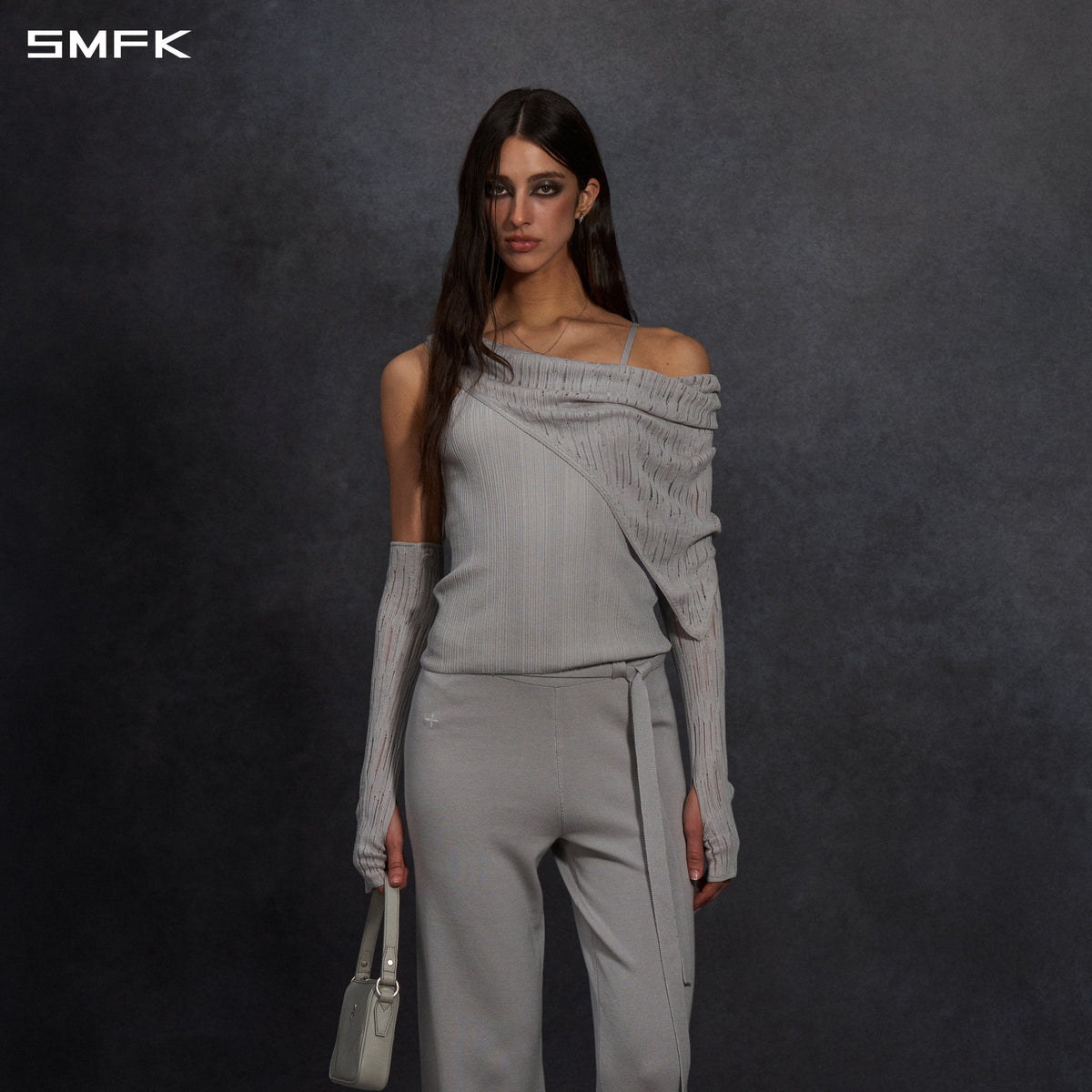 MYTH SIREN CRUISE KNIT CAMISOLE SUIT/LENZING TENCEL+SILK+COTTON GLACIER GREY
