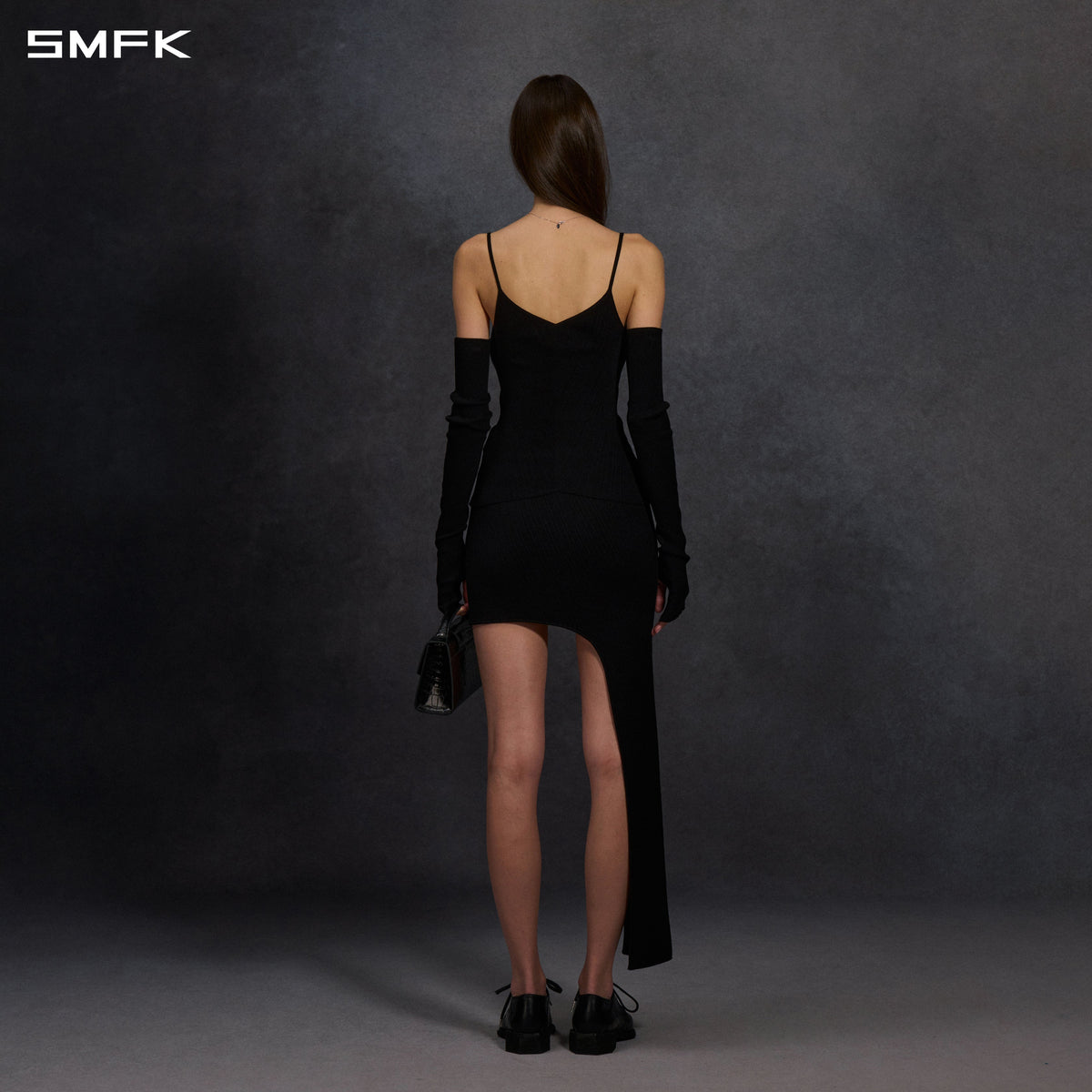 MYTH AEOLUS EVENING KNIT LONG CAMISOLE SUIT/LENZING TENCEL+SILK+COTTON WILD BLACK