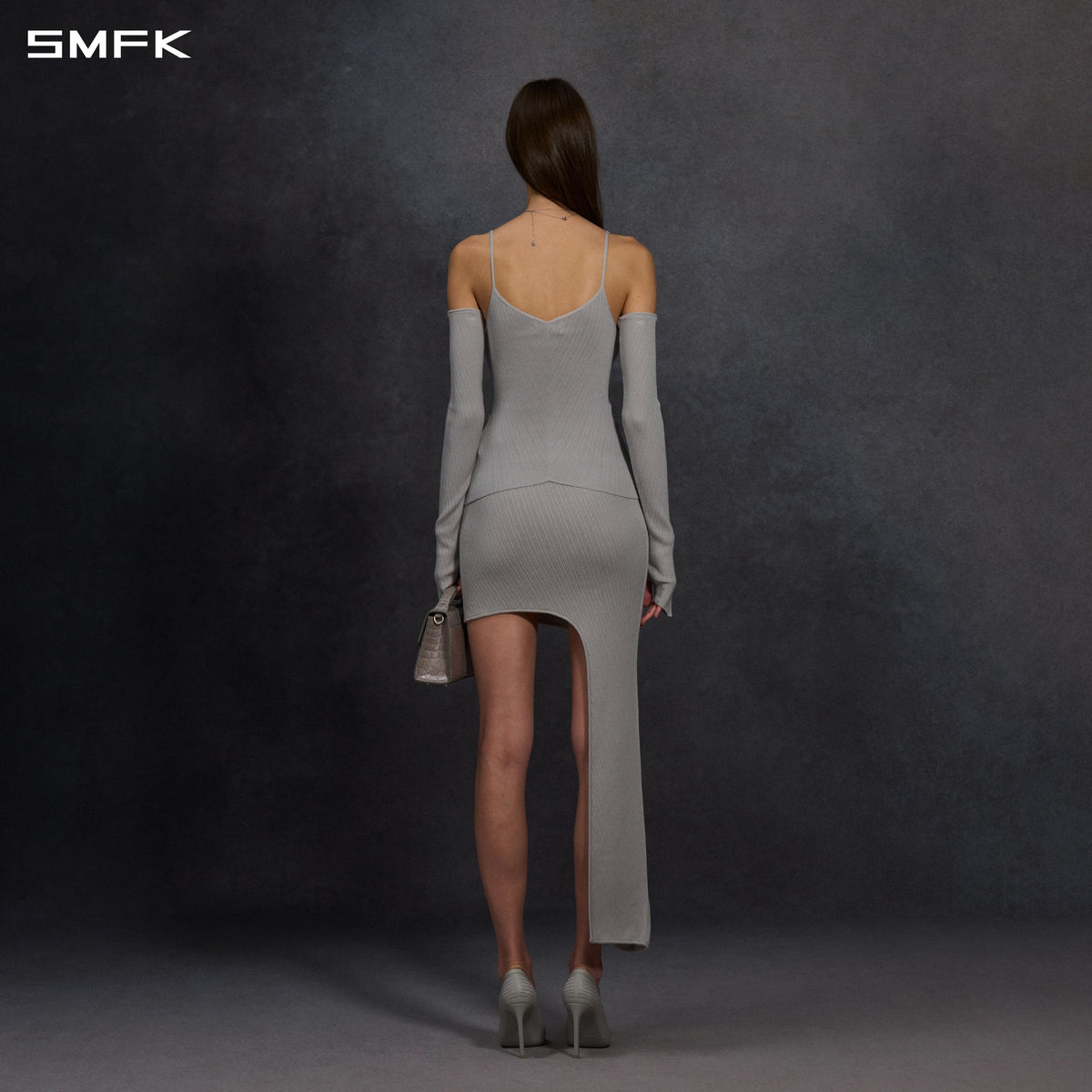 MYTH AEOLUS EVENING KNIT LONG CAMISOLE SUIT/LENZING TENCEL+SILK+COTTON GLACIER GREY