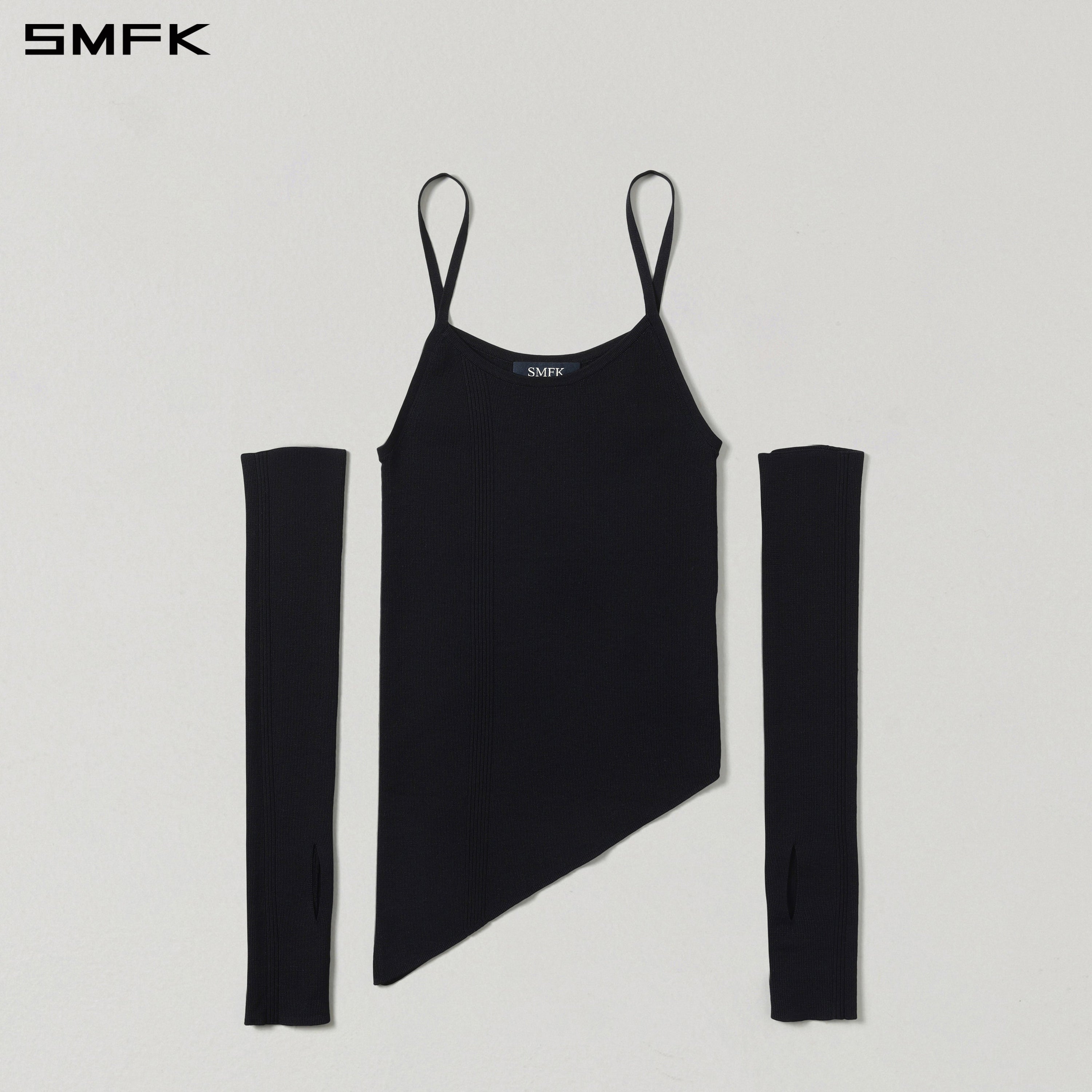 MYTH AEOLUS ASYMMETRY SLIM KNIT /TENCEL+SILK WILD BLACK