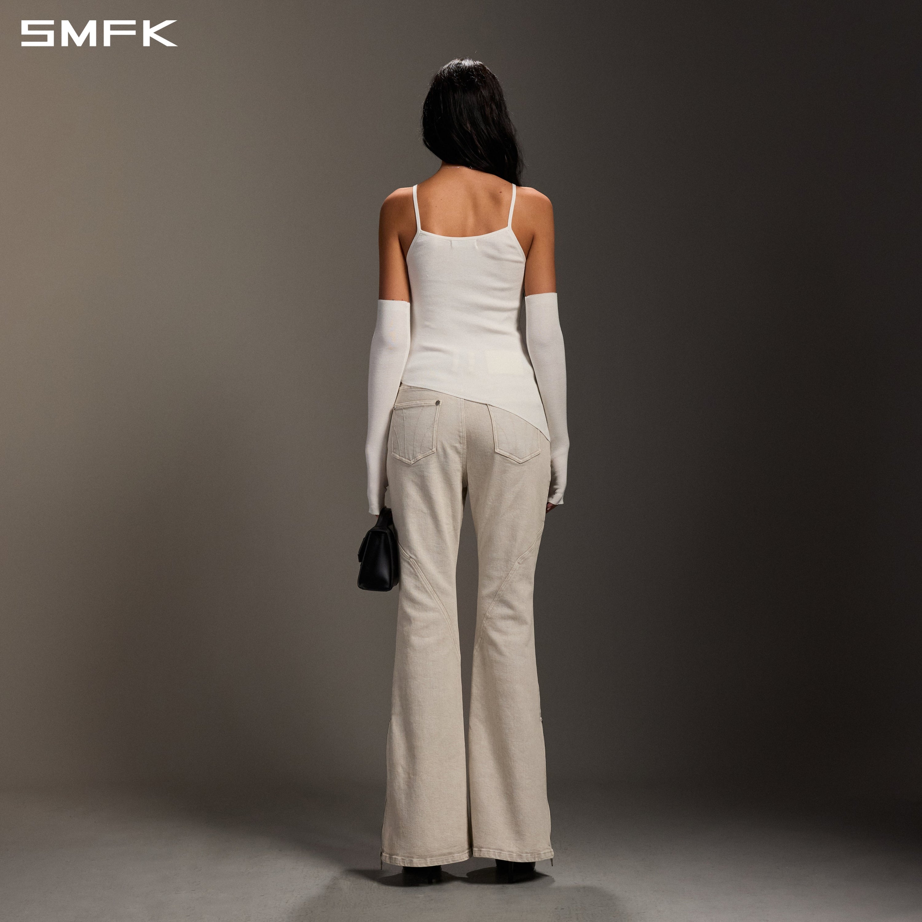 MYTH AEOLUS ASYMMETRY SLIM KNIT /TENCEL+SILK CLOUD WHITE