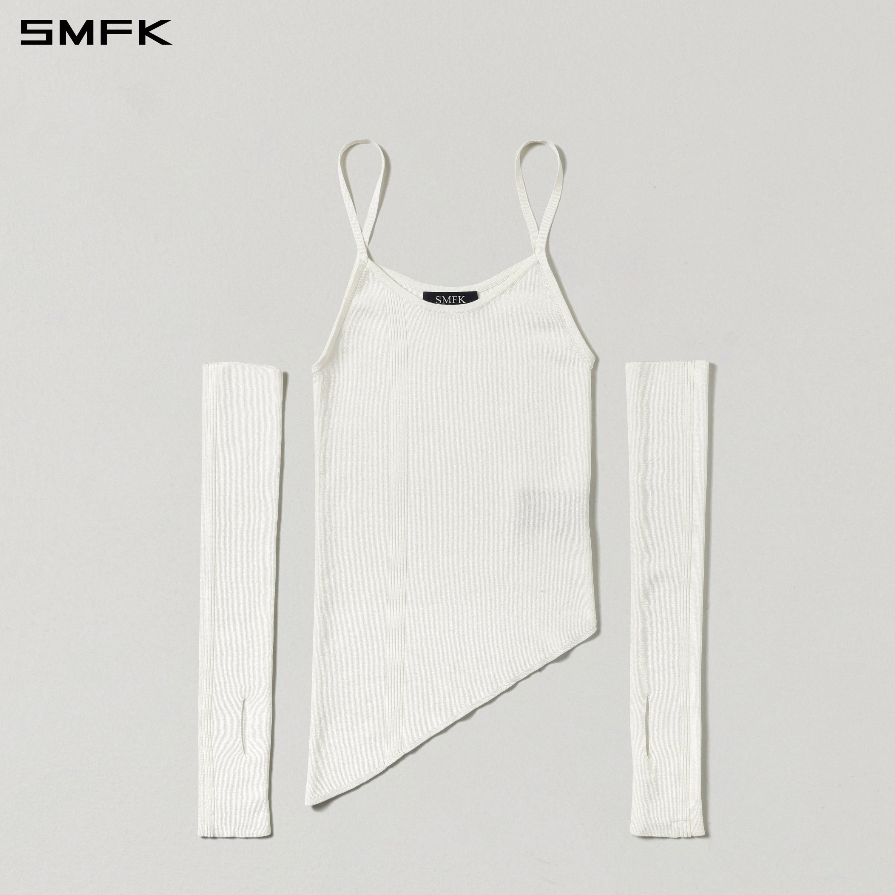 MYTH AEOLUS ASYMMETRY SLIM KNIT /TENCEL+SILK CLOUD WHITE