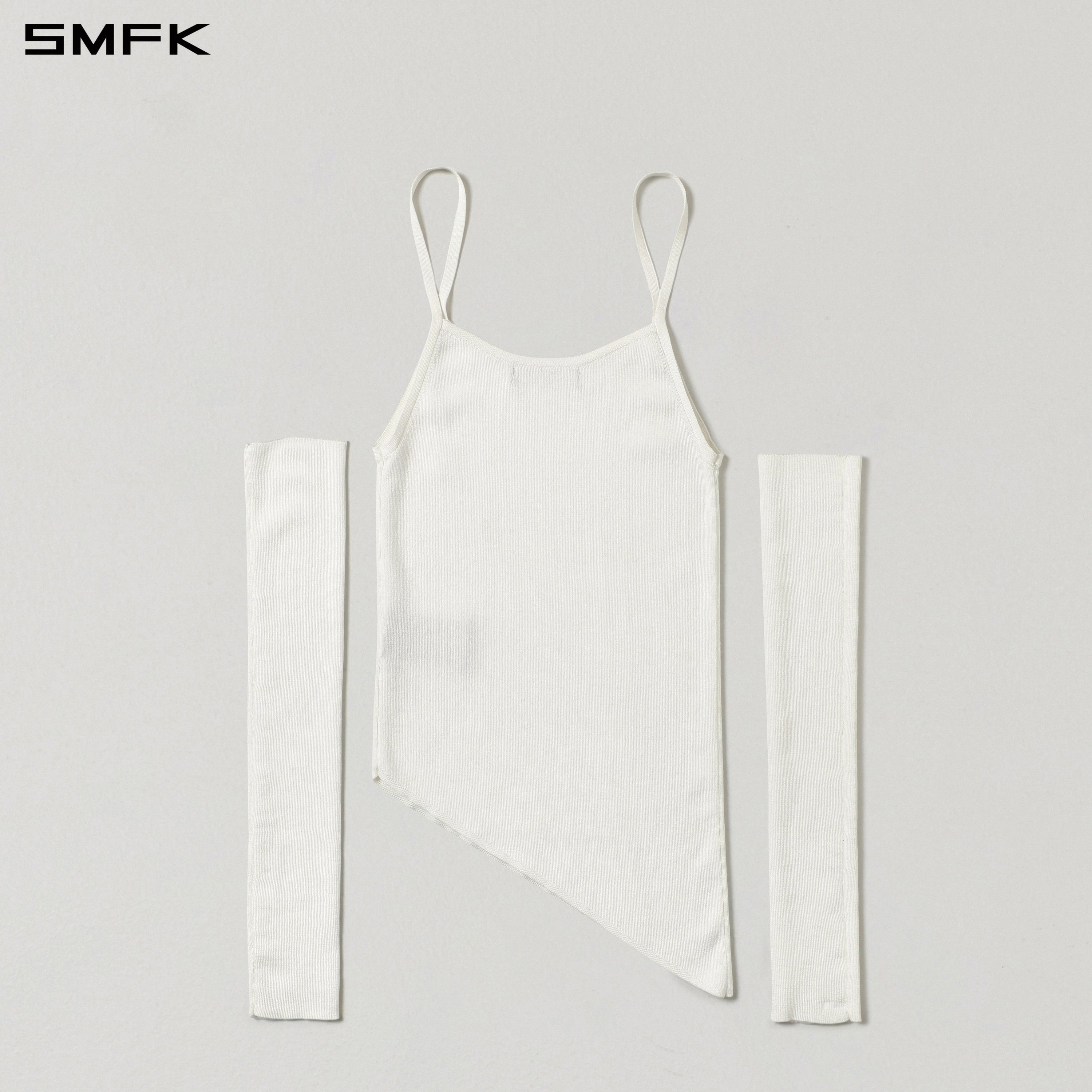 MYTH AEOLUS ASYMMETRY SLIM KNIT /TENCEL+SILK CLOUD WHITE