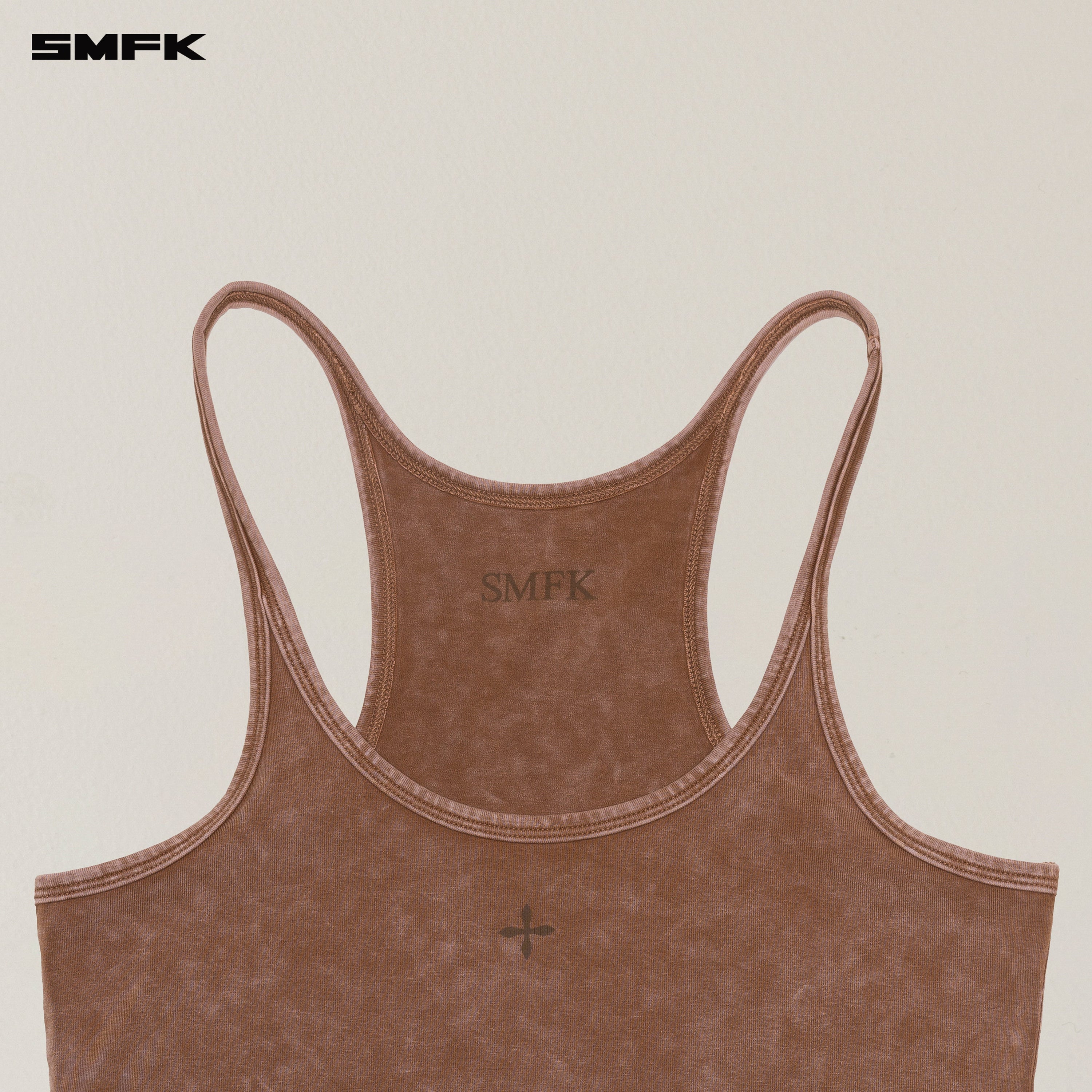VINTAGE STORM FADE DYE LONG CAMISOLE WILD HORSE BROWN